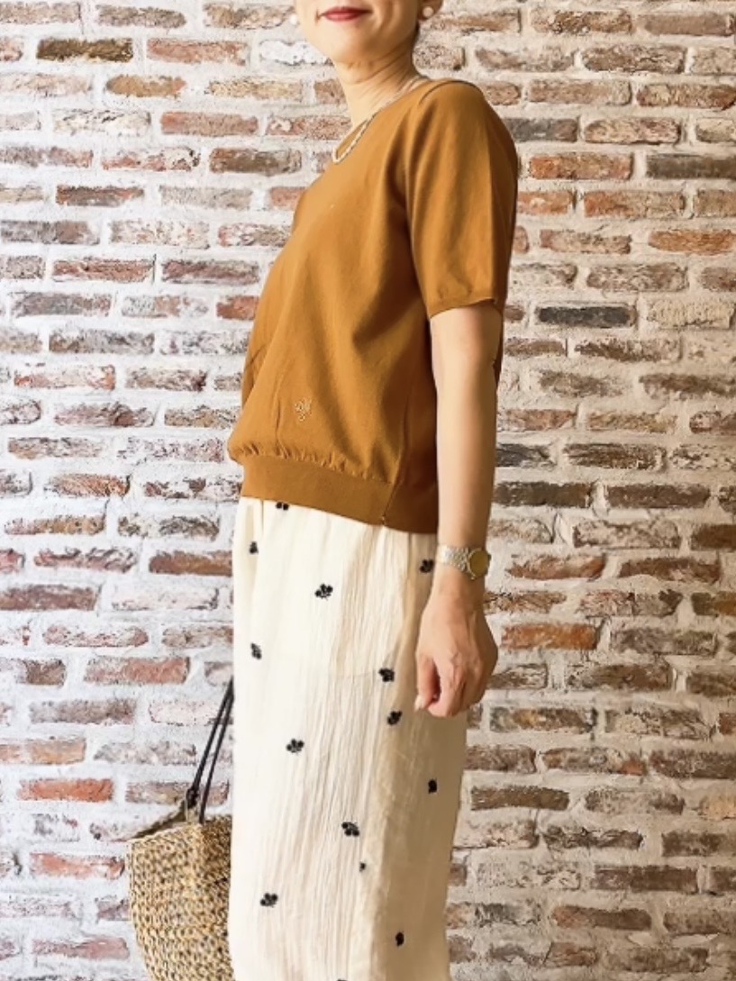 Yasucoさんの「Dessin｜【9色展開/接触冷感/UVカット】ドライタッチサマーニットT」を使ったコーディネート