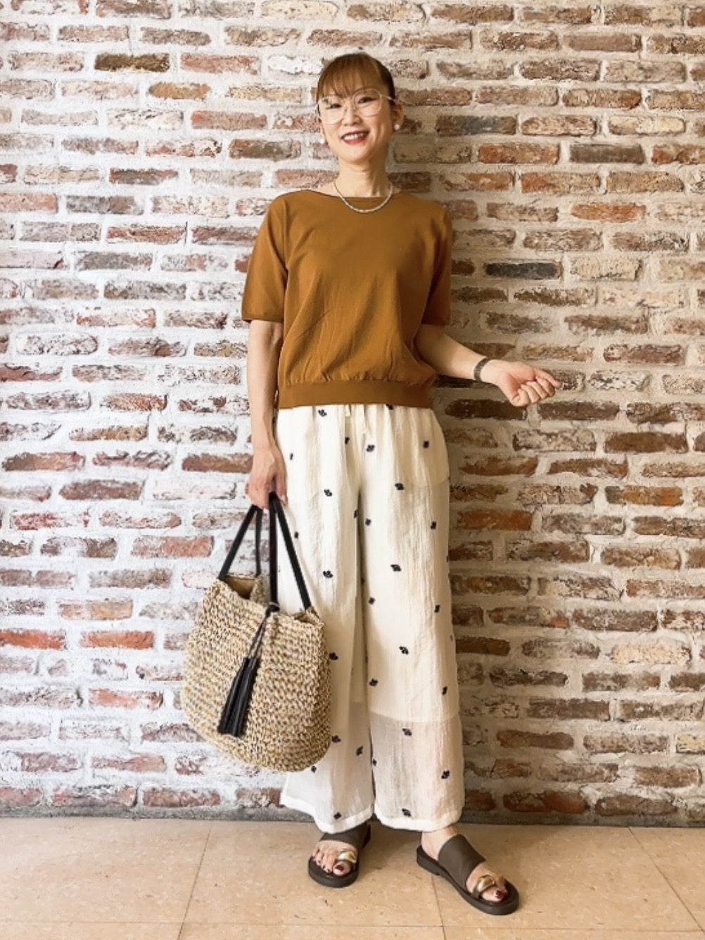 Yasucoさんの「Dessin｜【9色展開/接触冷感/UVカット】ドライタッチサマーニットT」を使ったコーディネート