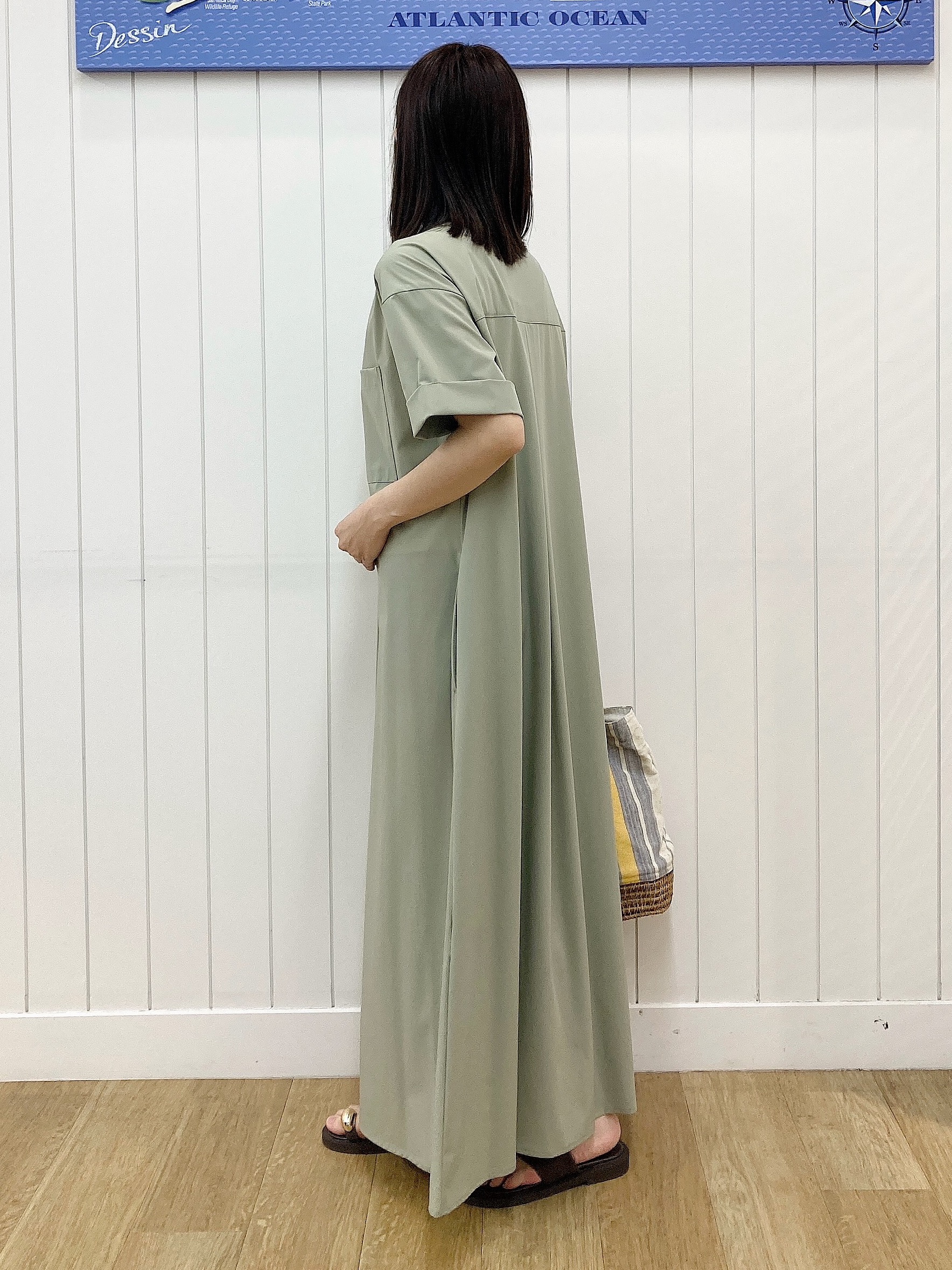 yoshiさんの「Dessin｜【接触冷感/UVカット】バンドカラーワンピース」を使ったコーディネート