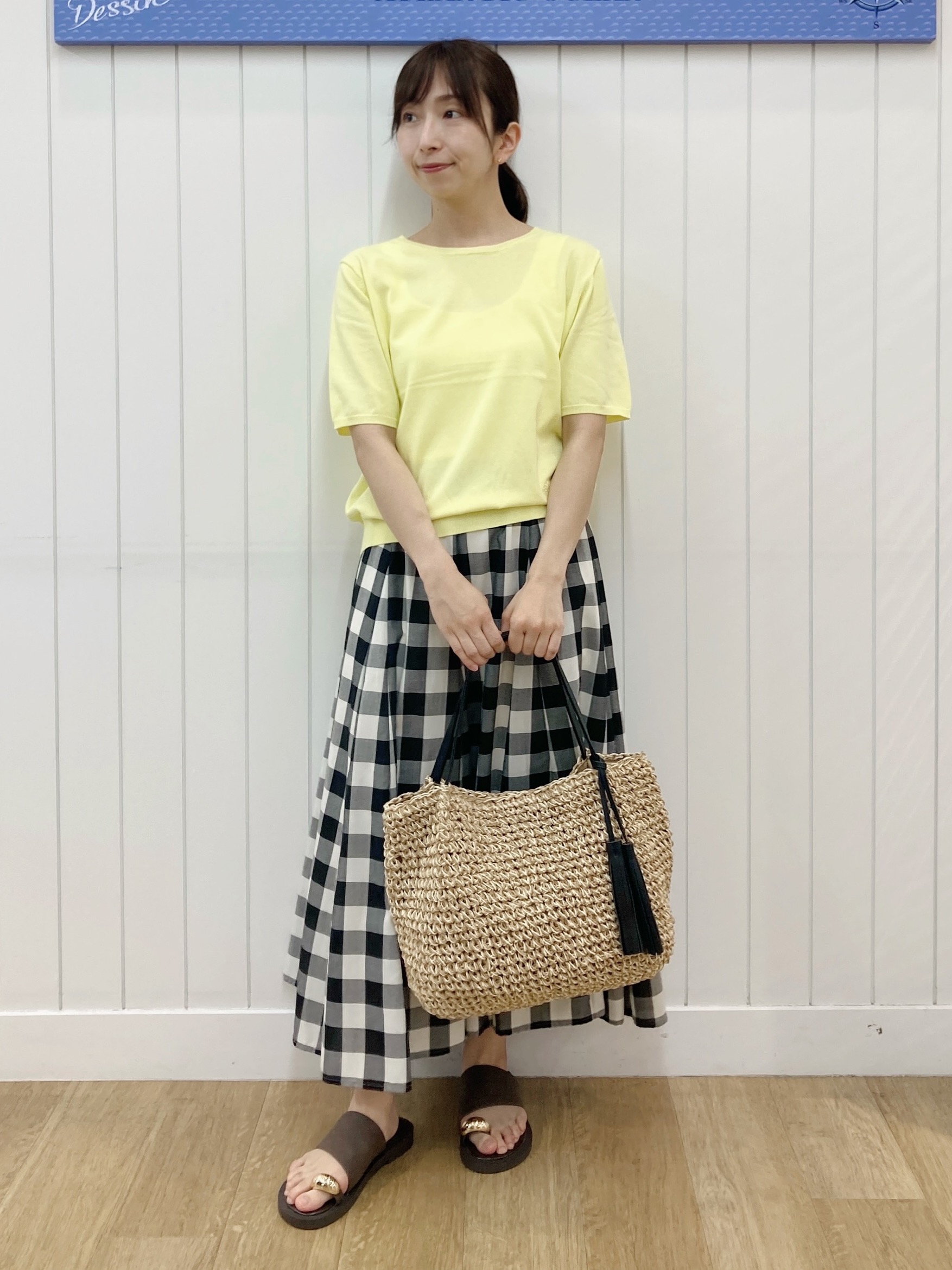 yoshiさんの「Dessin｜【9色展開/接触冷感/UVカット】ドライタッチサマーニットT」を使ったコーディネート