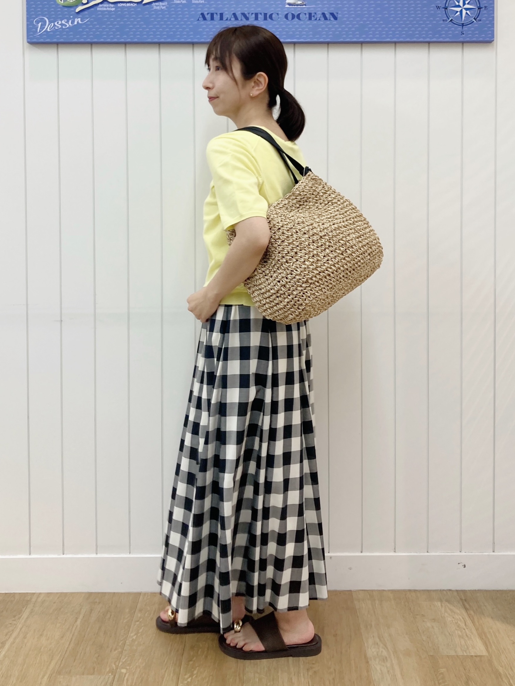 yoshiさんの「Dessin｜【9色展開/接触冷感/UVカット】ドライタッチサマーニットT」を使ったコーディネート