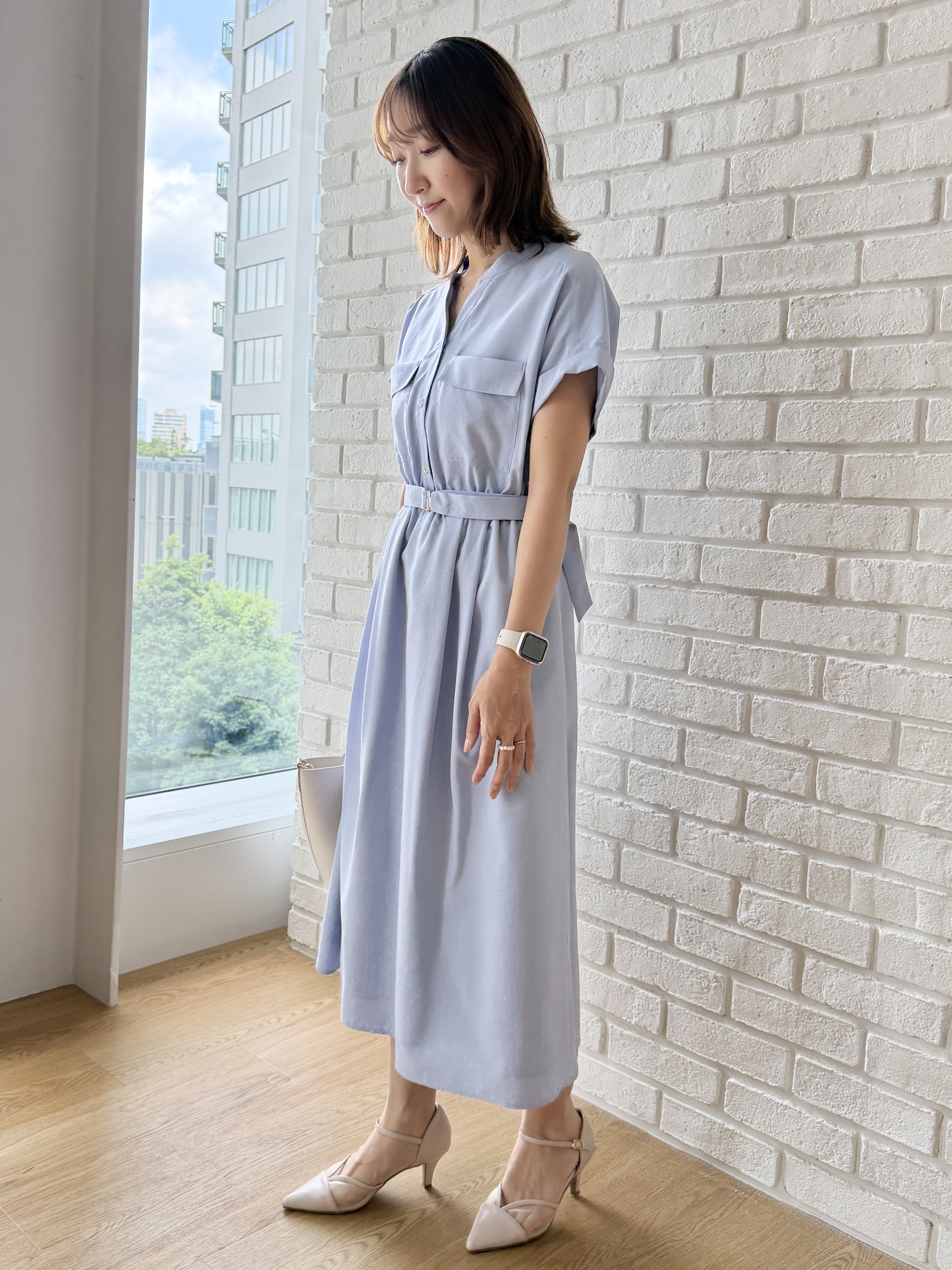 みぃさんの「index｜ダブルポケットスキッパーワンピース【防シワ／洗濯機OK】《XS～3L／6col》」を使ったコーディネート