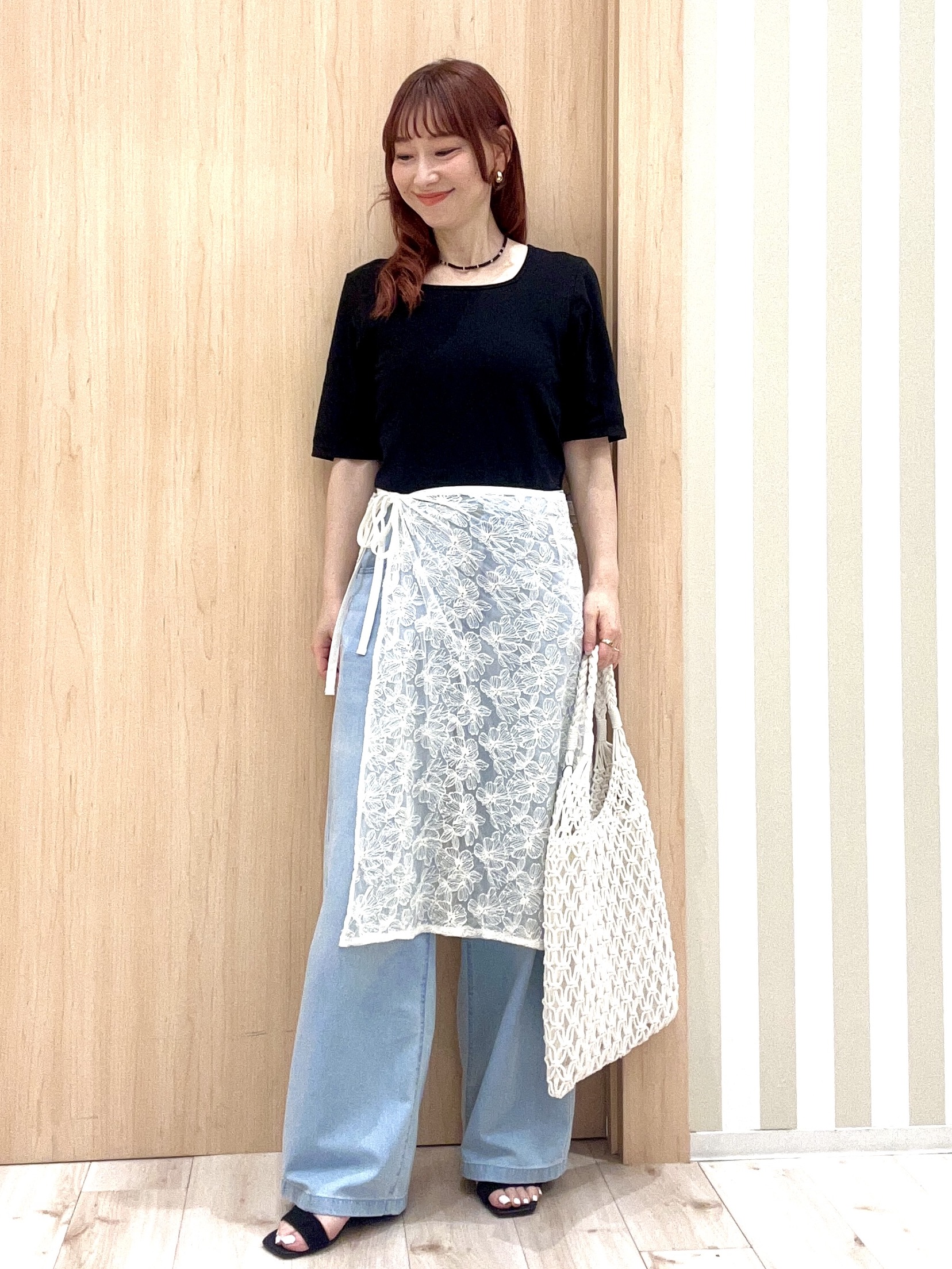 ririさんの「SHOO･LA･RUE｜【ネックアソート】裏ひんやりテレコ5分袖トップス」を使ったコーディネート