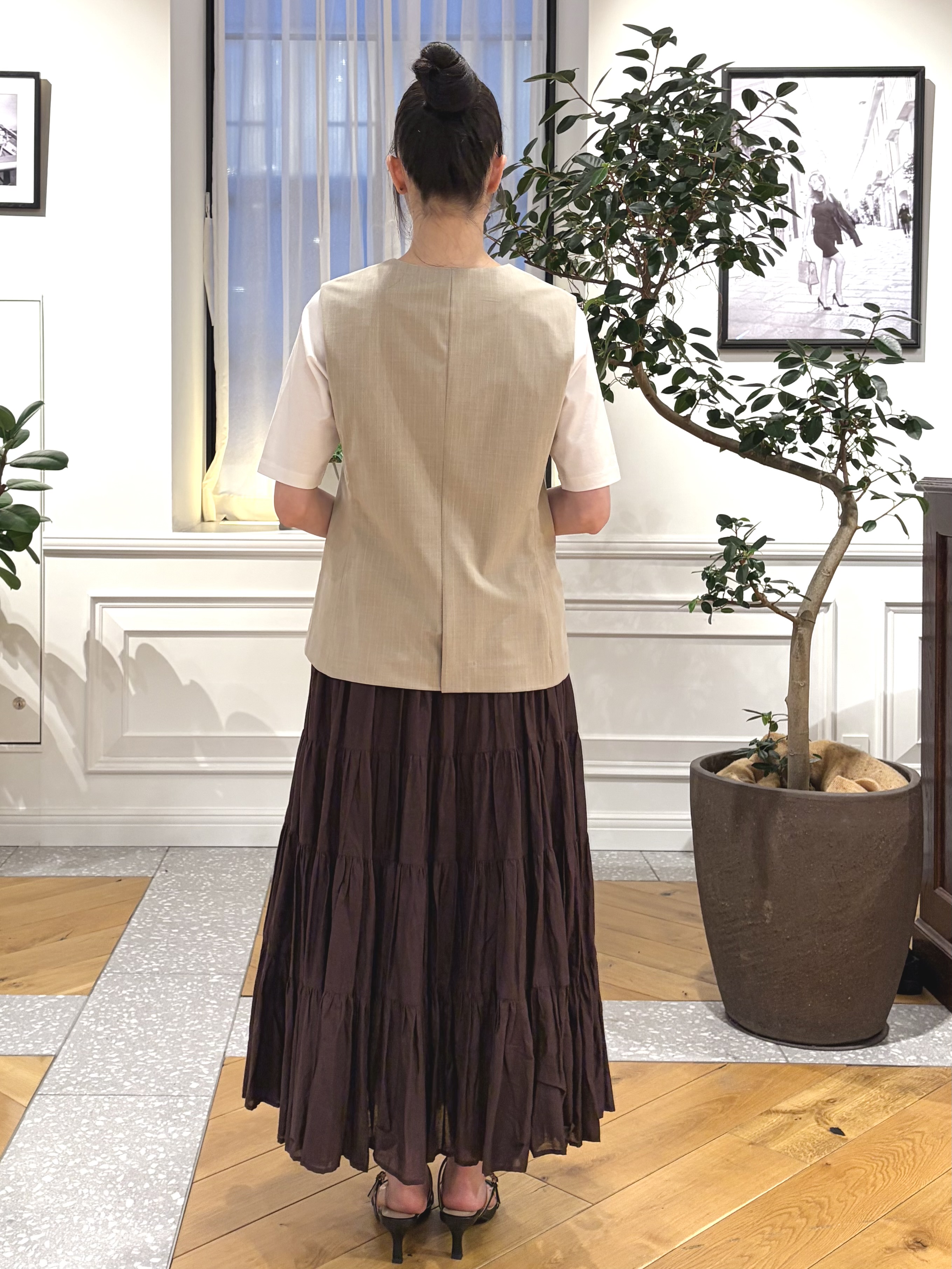 pupiさんの「DRESSTERIOR｜【セットアップ可/ウォッシャブル】セットアップストライプジレ」を使ったコーディネート