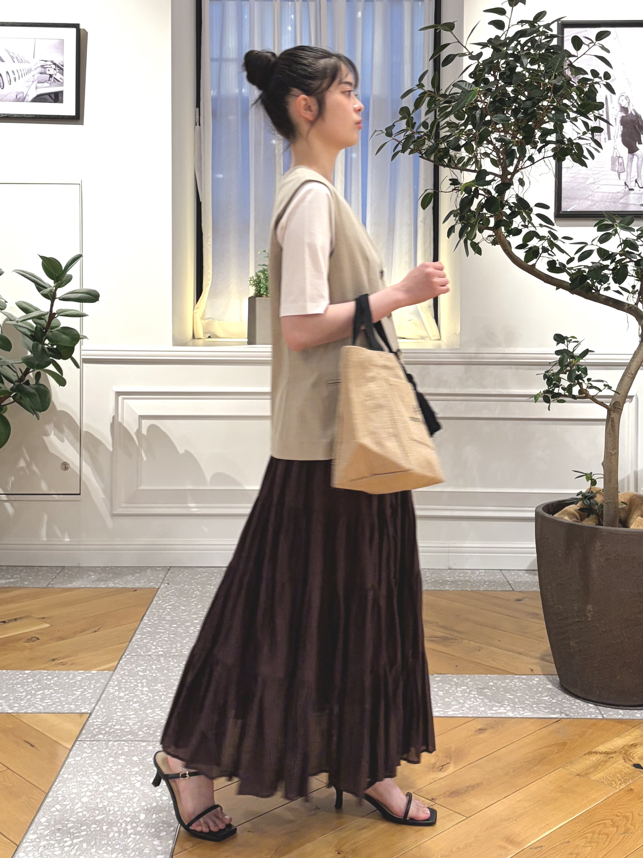 pupiさんの「DRESSTERIOR｜【セットアップ可/ウォッシャブル】セットアップストライプジレ」を使ったコーディネート