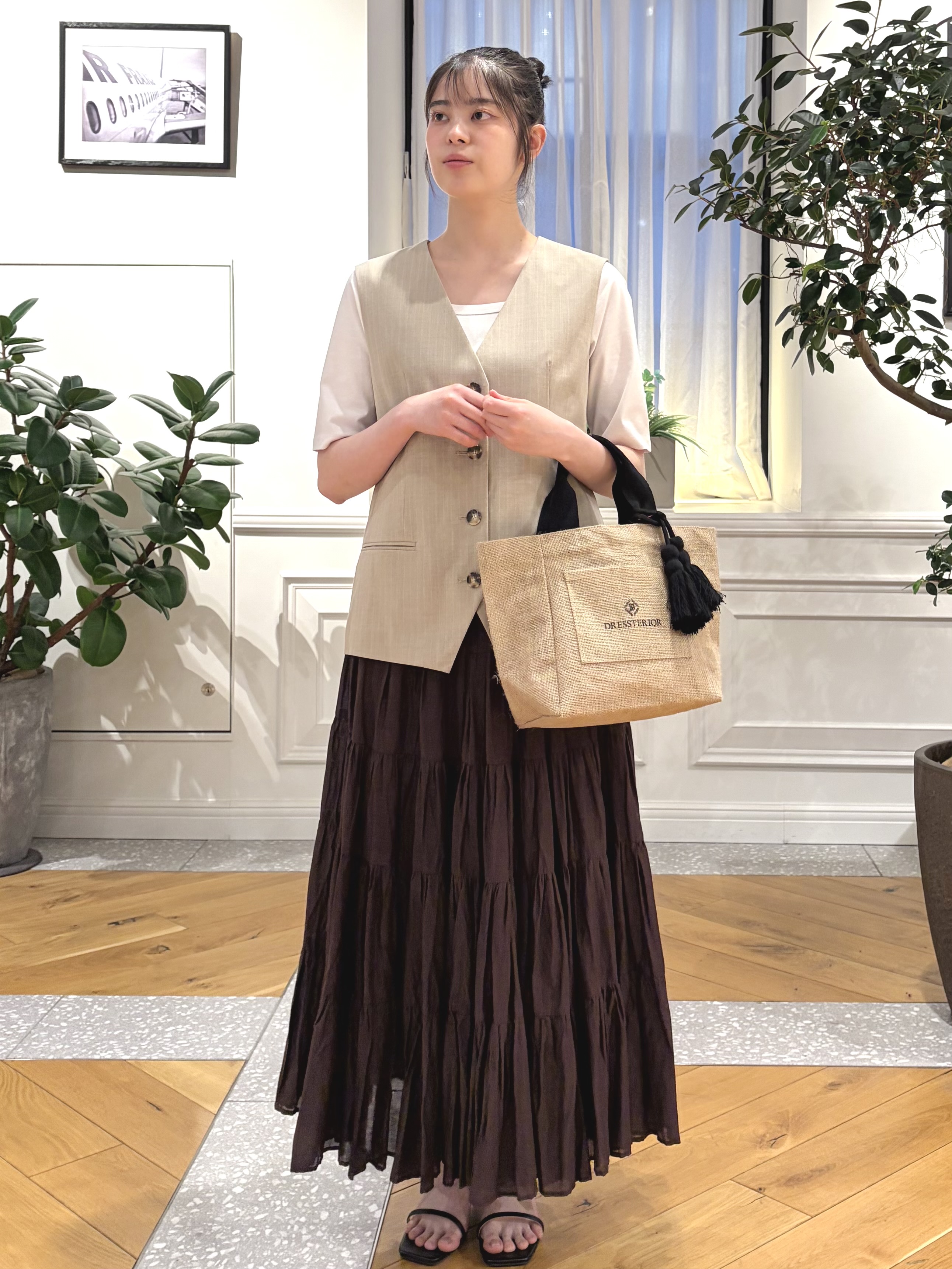 pupiさんの「DRESSTERIOR｜【セットアップ可/ウォッシャブル】セットアップストライプジレ」を使ったコーディネート