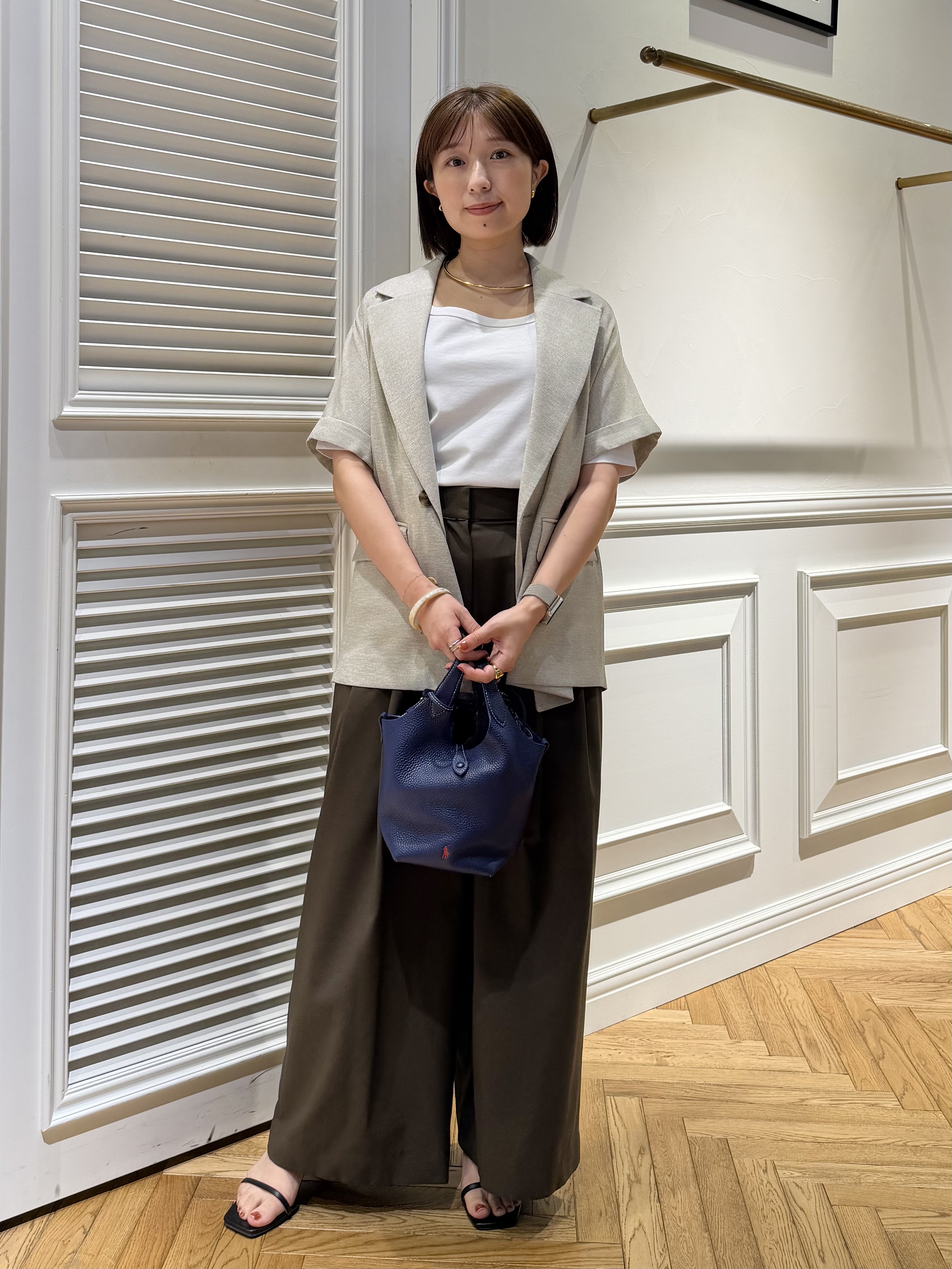 つじ まこさんの「DRESSTERIOR｜【セットアップ可/UVカット/接触冷感/吸水速乾】ウォッシャブル リネンライクドルマンジャケット」を使ったコーディネート