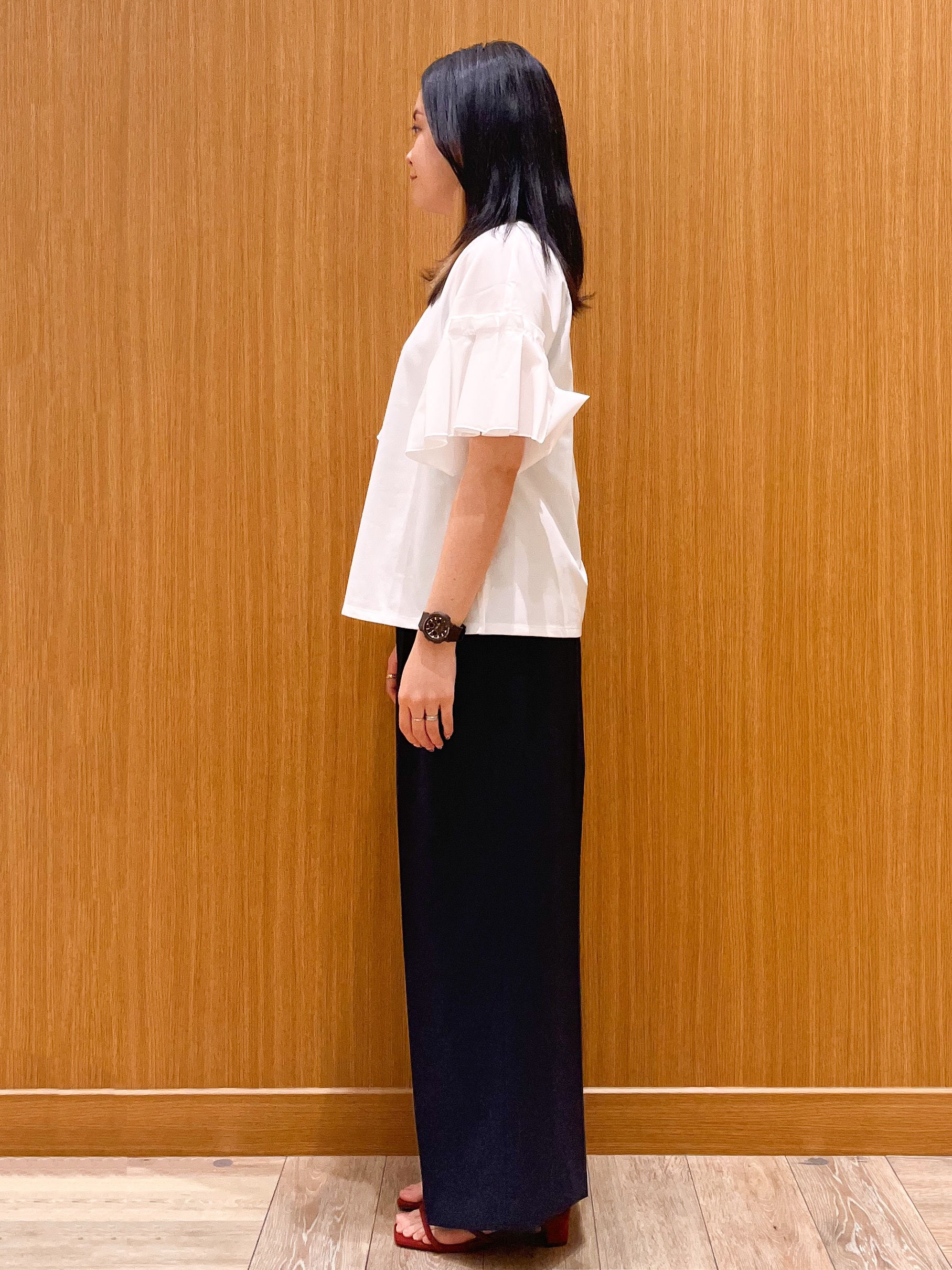 aさんの「OPAQUE.CLIP｜【接触冷感】タックスリーブカットソー《洗濯機OK》」を使ったコーディネート