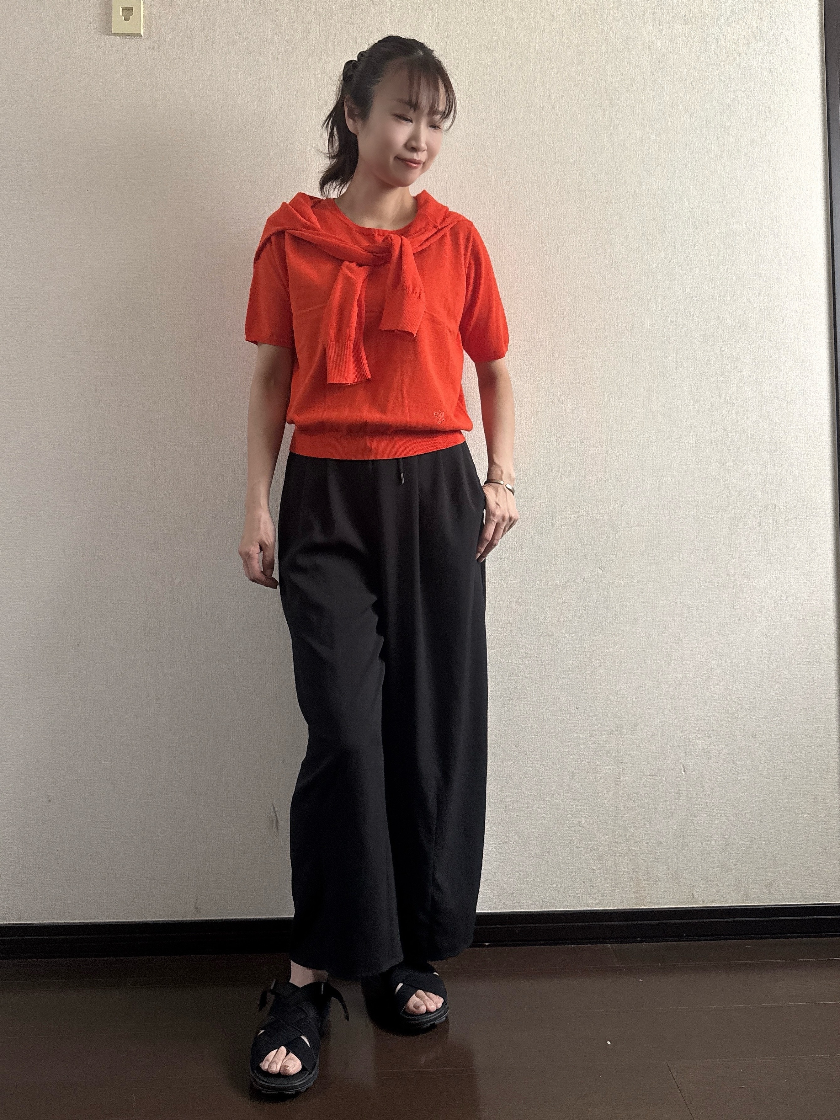 Junさんの「Dessin｜【9色展開/接触冷感/UVカット】ドライタッチサマーニットT」を使ったコーディネート