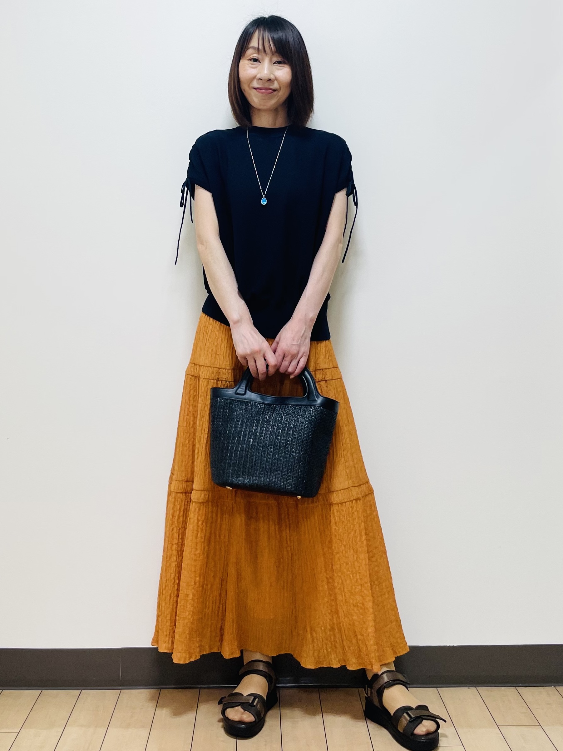 Riiさんの「Reflect｜【羽織にも◎／セットアップ可】八分袖シアーシャツ」を使ったコーディネート