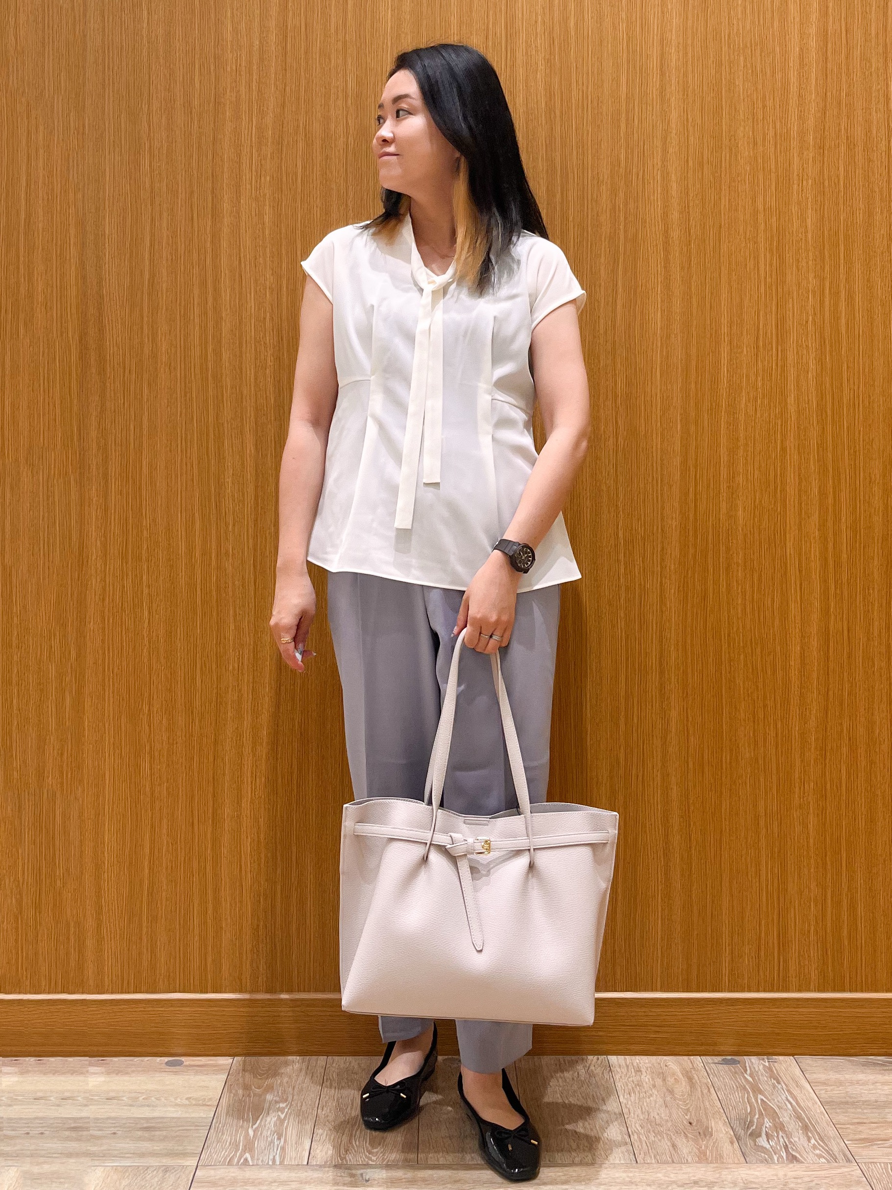 aさんの「OPAQUE.CLIP｜【接触冷感／防シワ】ひんやり7分袖テーラードジャケット《洗濯機OK》」を使ったコーディネート
