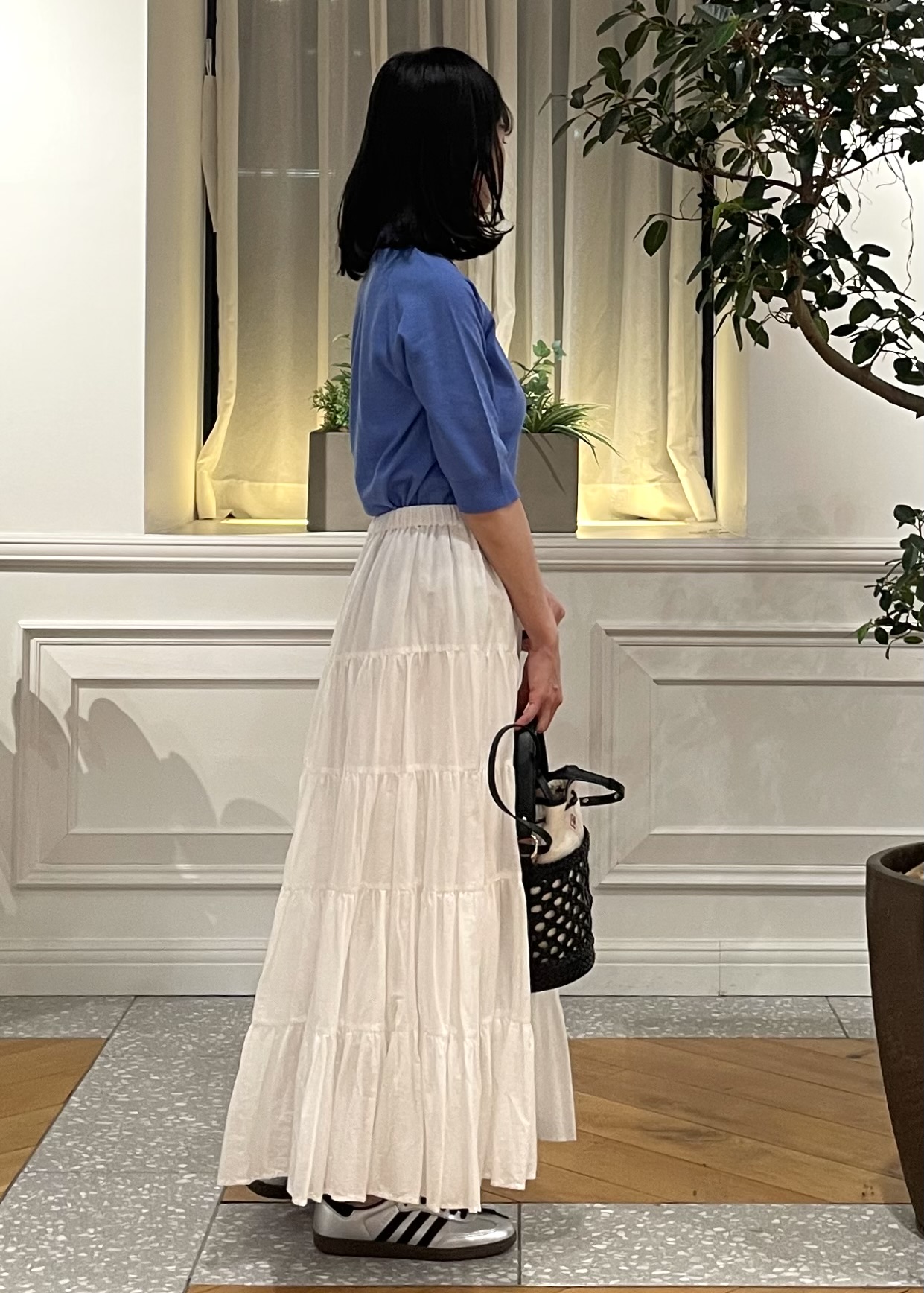 Lilyさんの「DRESSTERIOR｜【ウォッシャブル】コットンシルクハーフスリーブニット」を使ったコーディネート