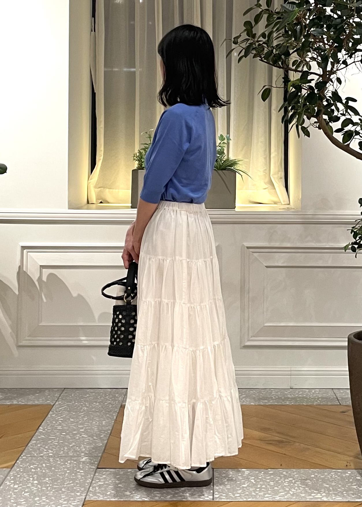 Lilyさんの「DRESSTERIOR｜【ウォッシャブル】コットンシルクハーフスリーブニット」を使ったコーディネート