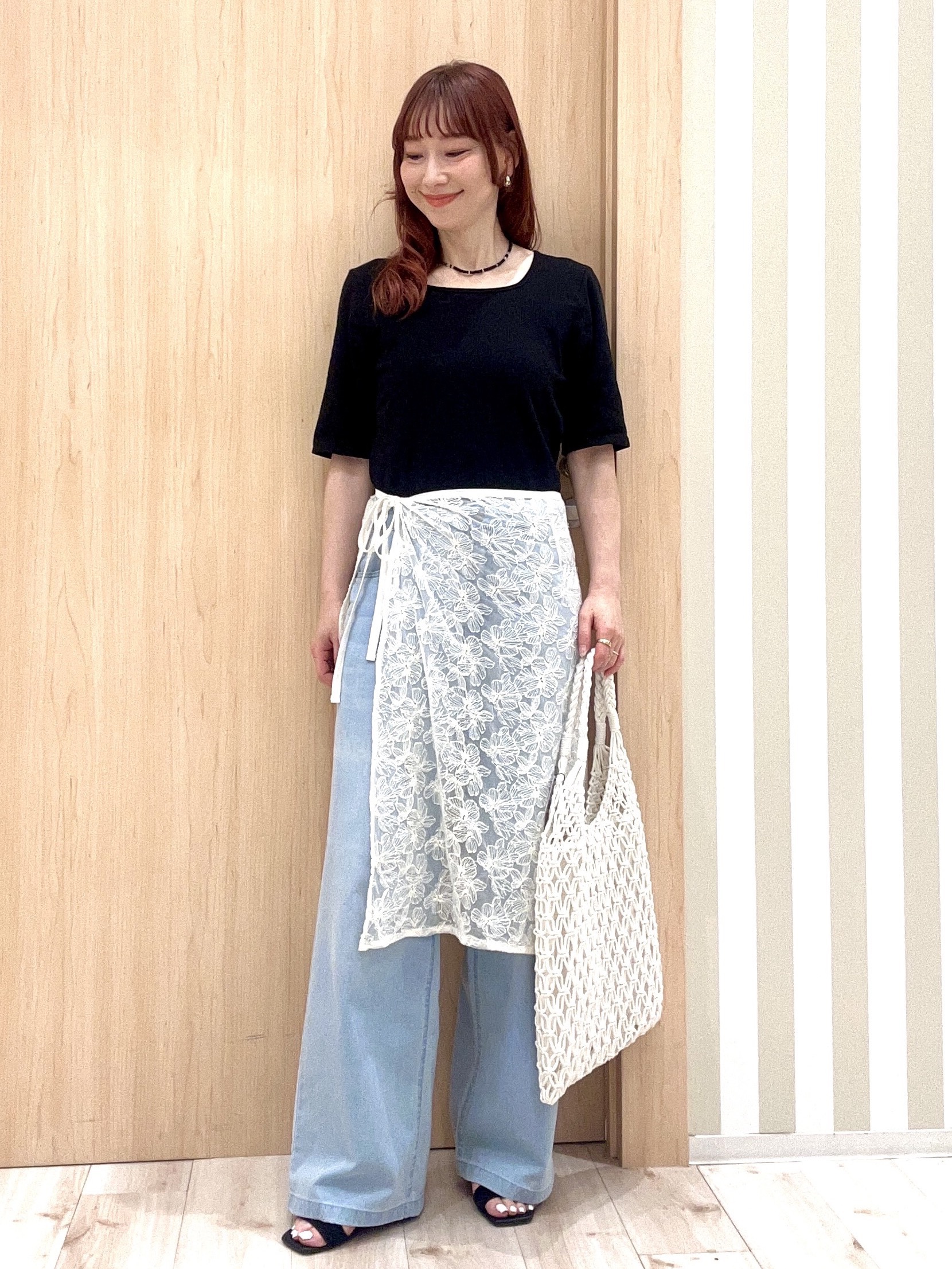 ririさんの「SHOO･LA･RUE｜【ネックアソート】裏ひんやりテレコ5分袖トップス」を使ったコーディネート