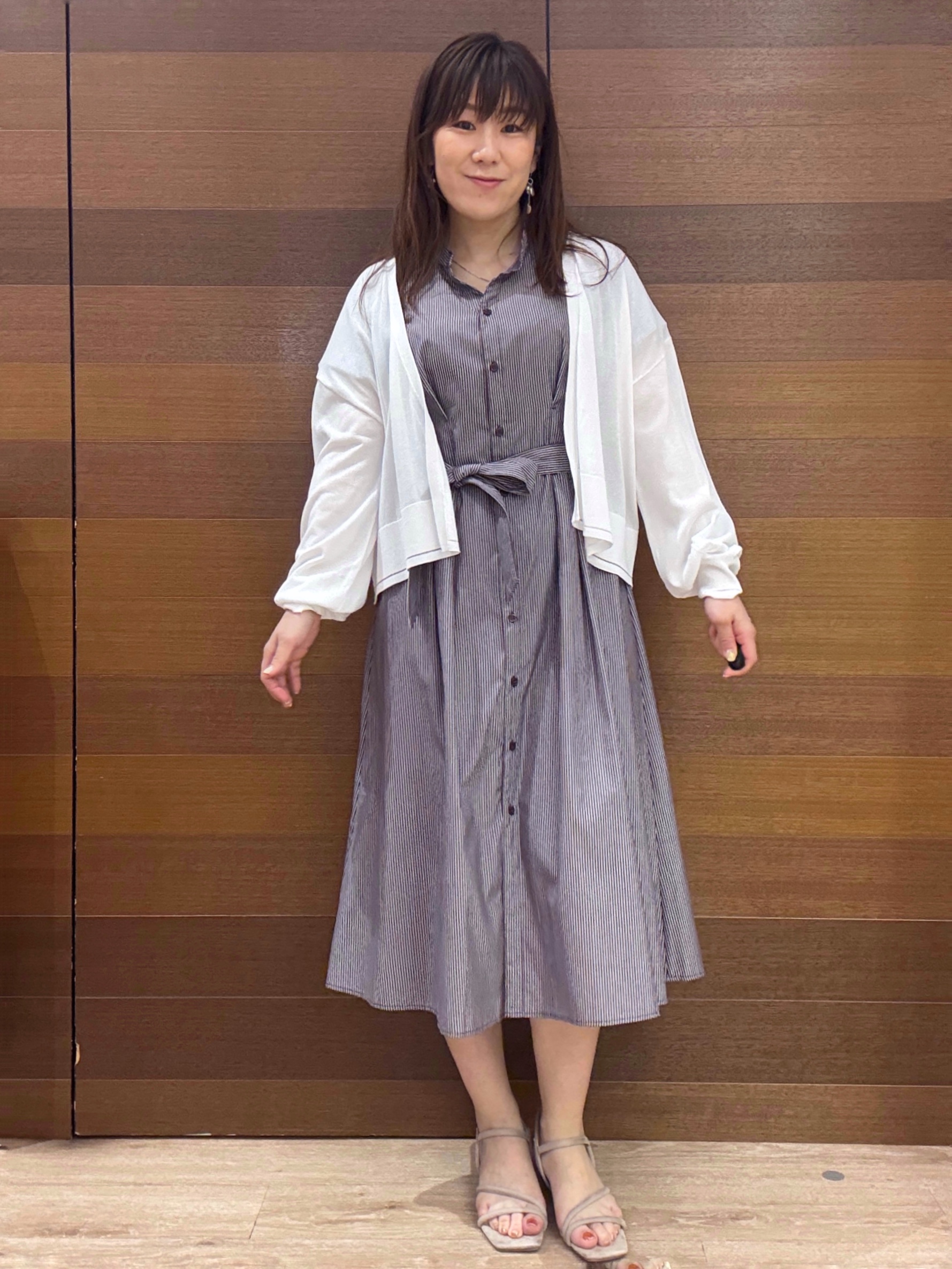 maichiさんの「OPAQUE.CLIP｜【接触冷感】シアーショートトッパーカーディガン《洗濯機OK／抗ピル》」を使ったコーディネート