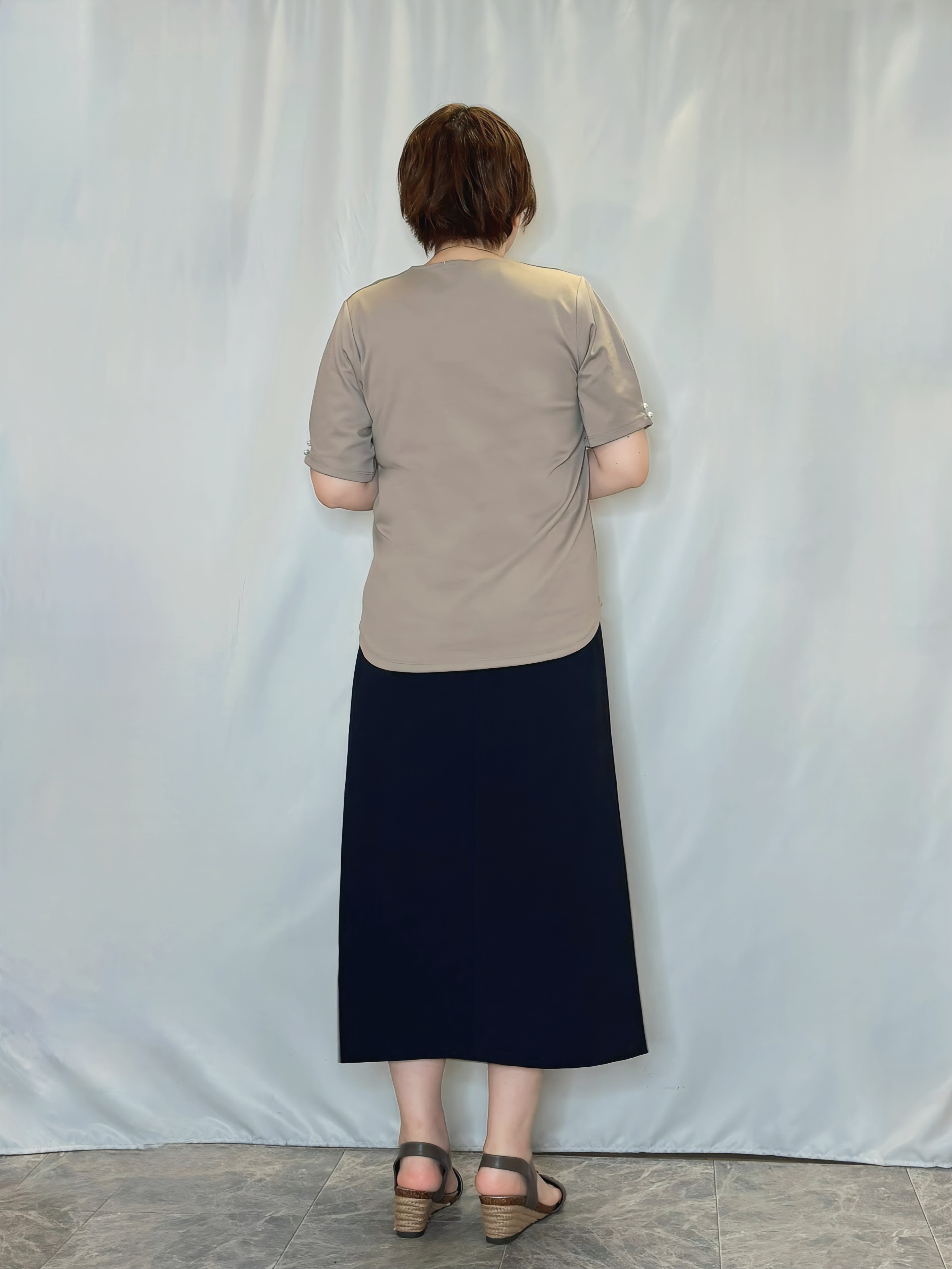 たみさんの「SHOO･LA･RUE｜【2点セット/洗濯機可/S-LL】お袖パールがアクセント ネックレス付きトップス」を使ったコーディネート