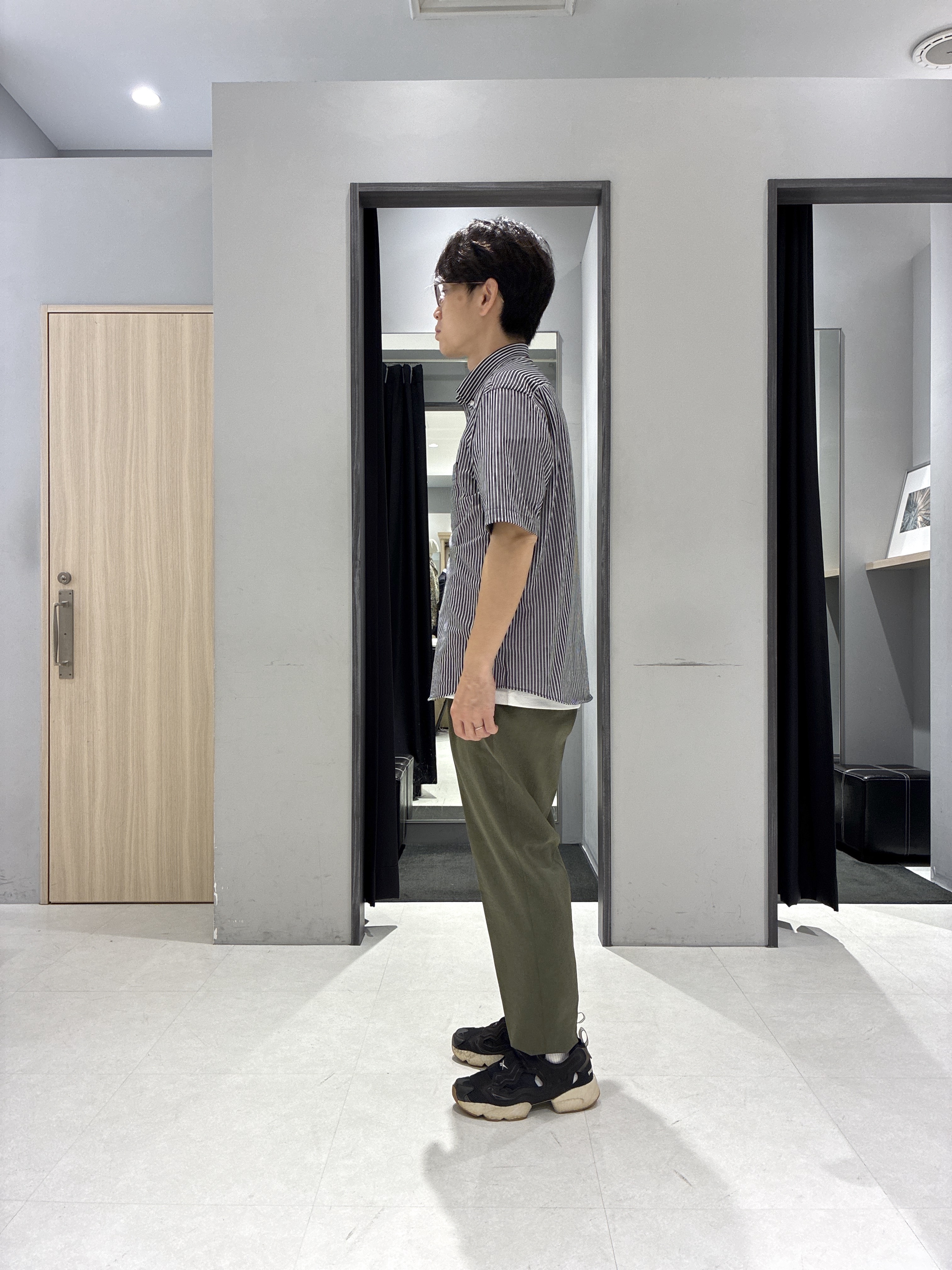 わいずみさんの「TAKEO KIKUCHI｜【接触冷感】ジャージストライプ シャツ」を使ったコーディネート