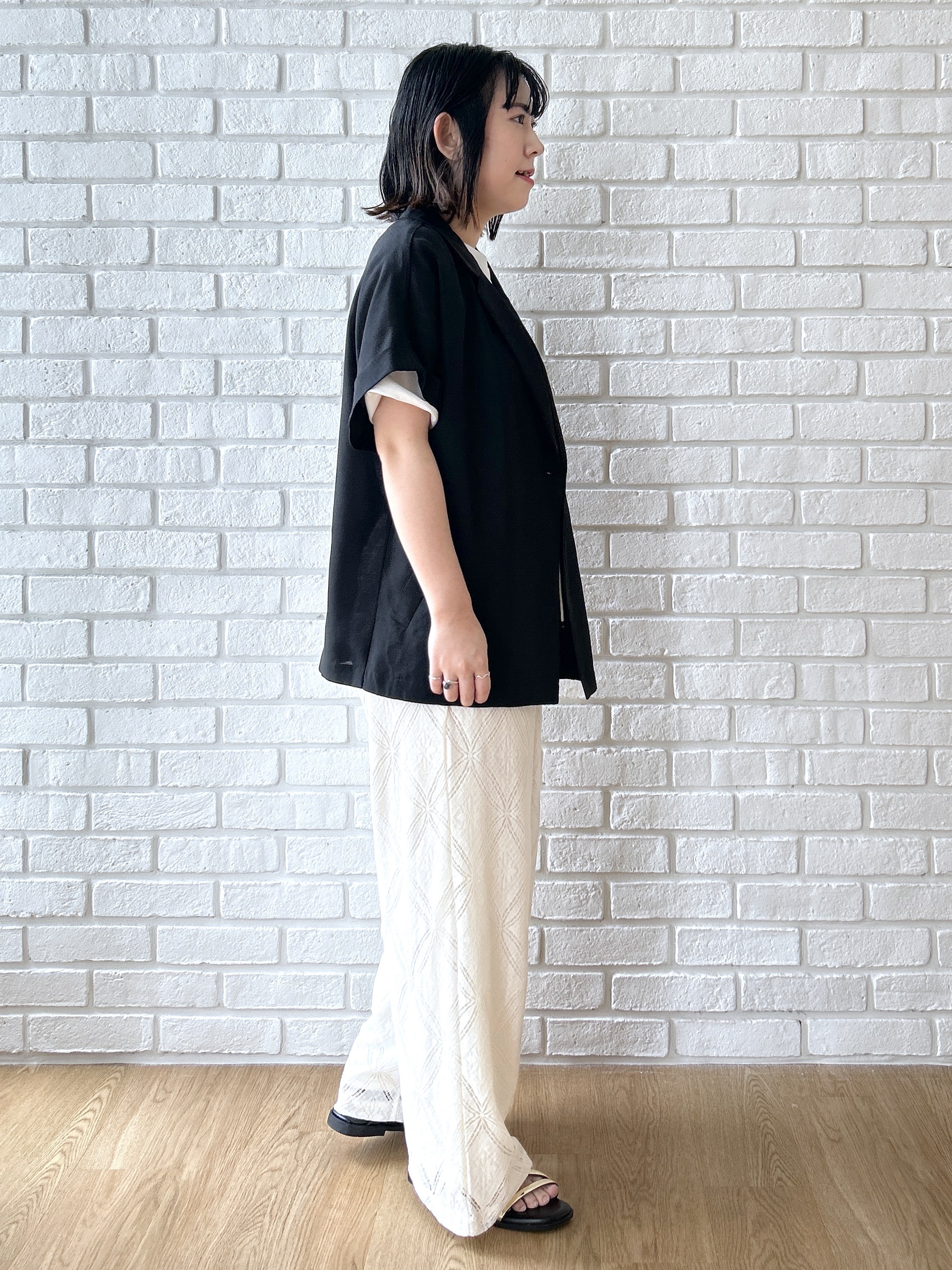Hirokaさんの「grove｜【洗濯機OK・ひんやり/SETUP可】シワになりにくいハーフスリーブジャケット」を使ったコーディネート