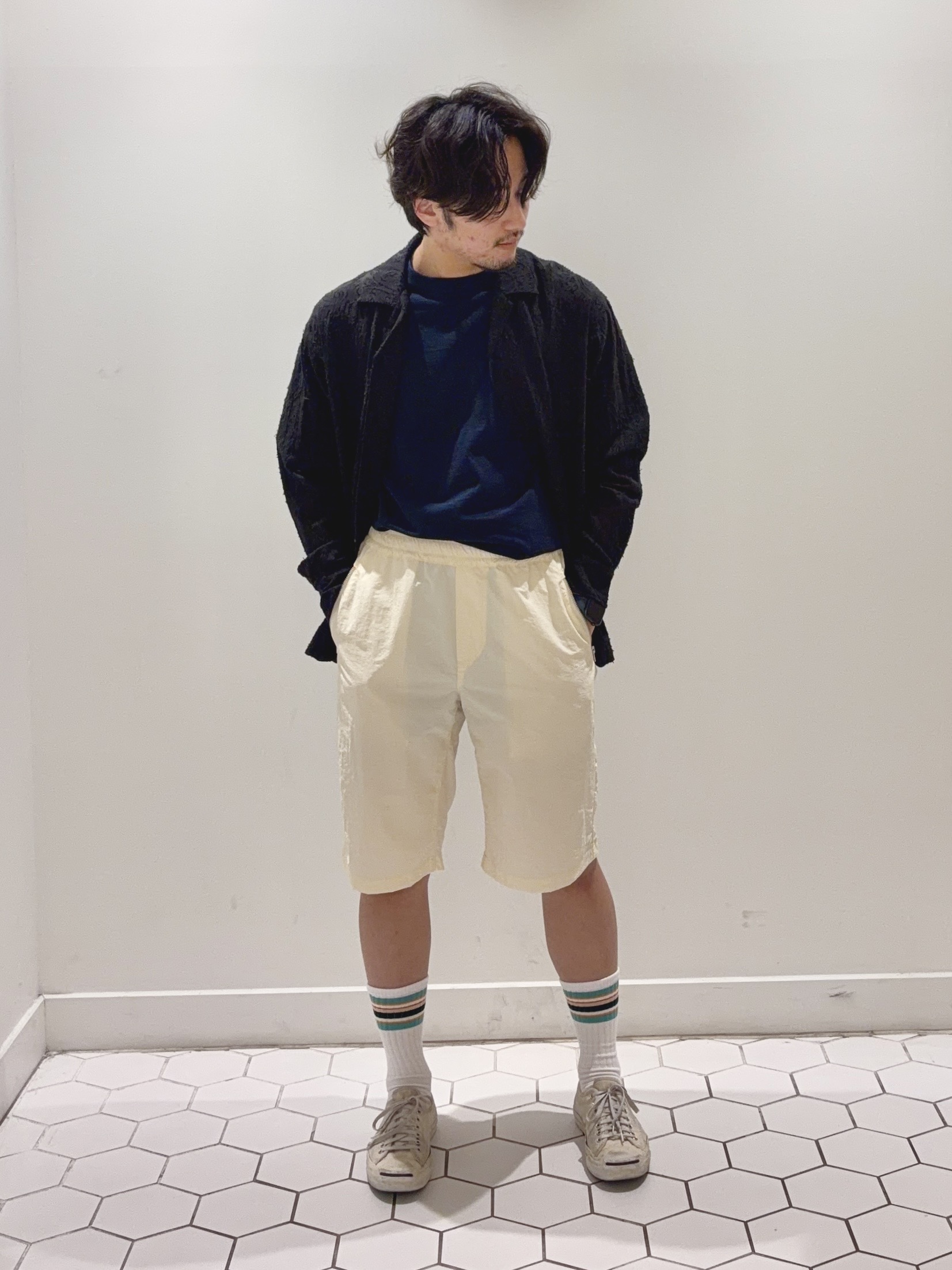 takeruさんの「Dessin｜【洗える】インド刺繍コットン開襟シャツ」を使ったコーディネート