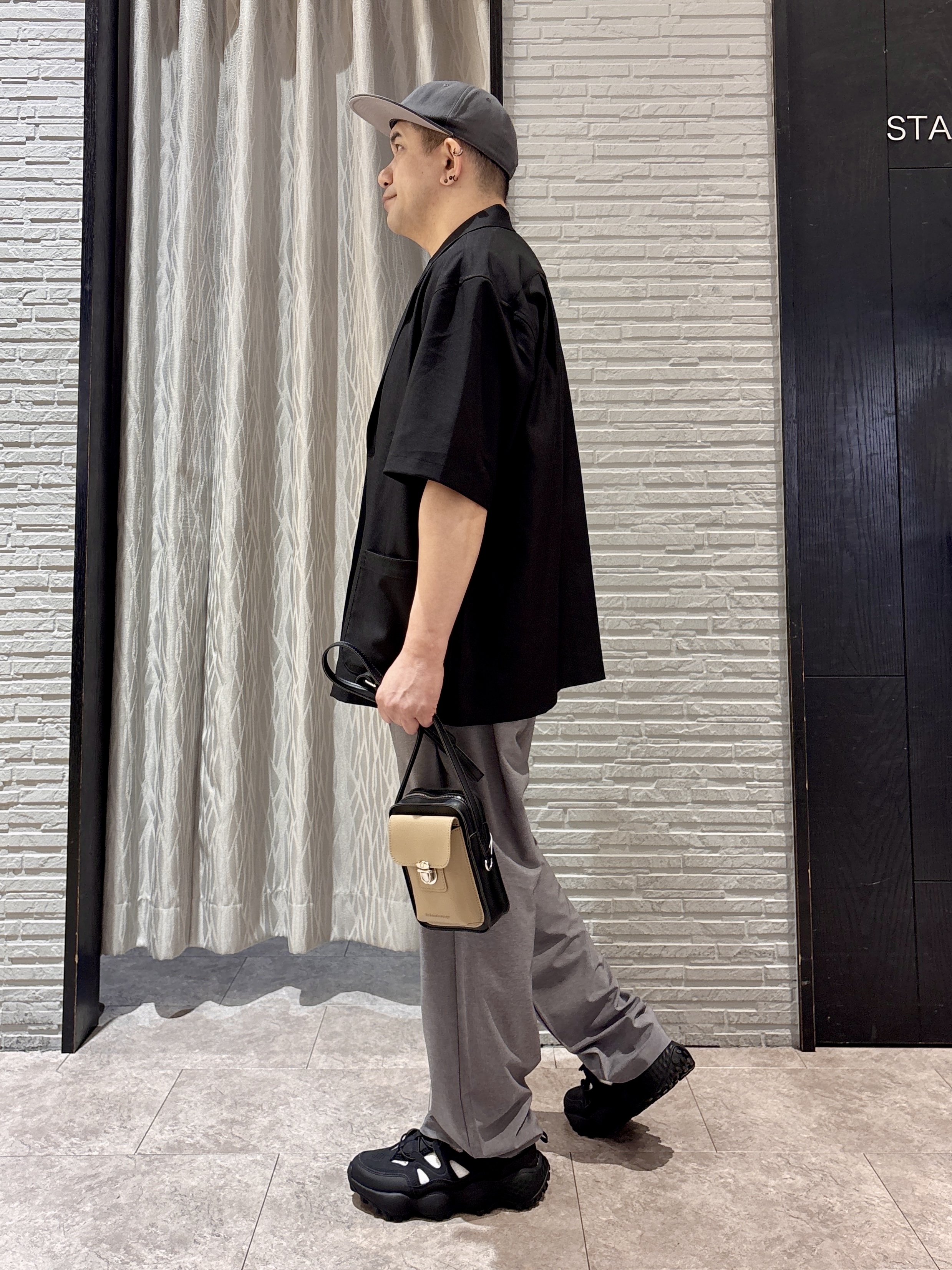 Pーyamaさんの「THE SHOP TK｜リラックスワイド 5分袖ジャケット セットアップ可／洗濯機OK」を使ったコーディネート