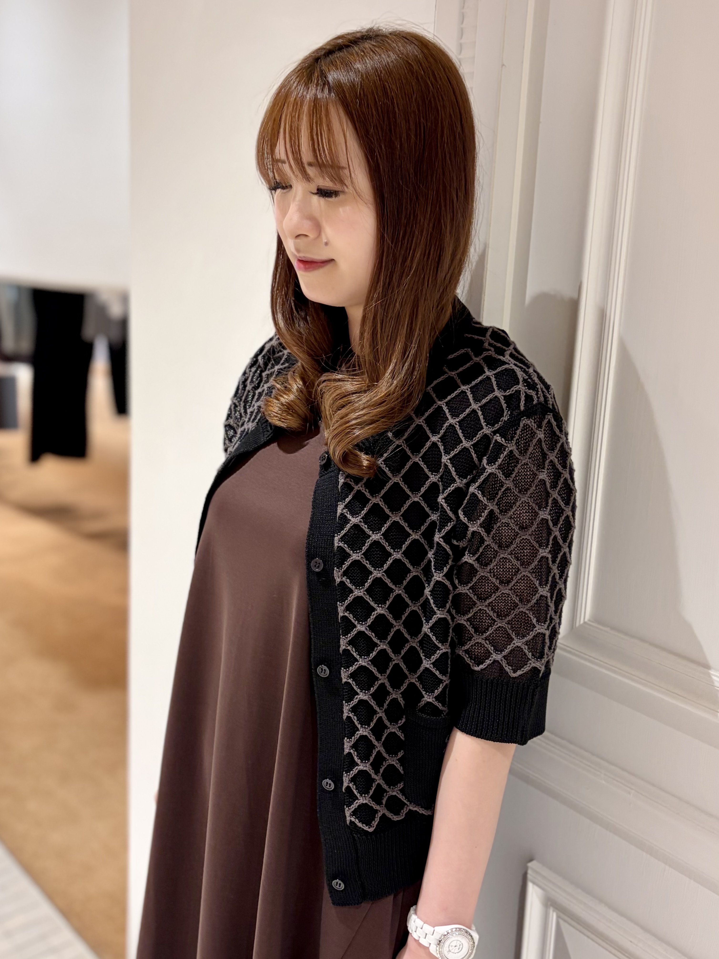 minowaさんの「DRESSTERIOR｜【ウォッシャブル】フィッシュネットニットシャツカーディガン」を使ったコーディネート