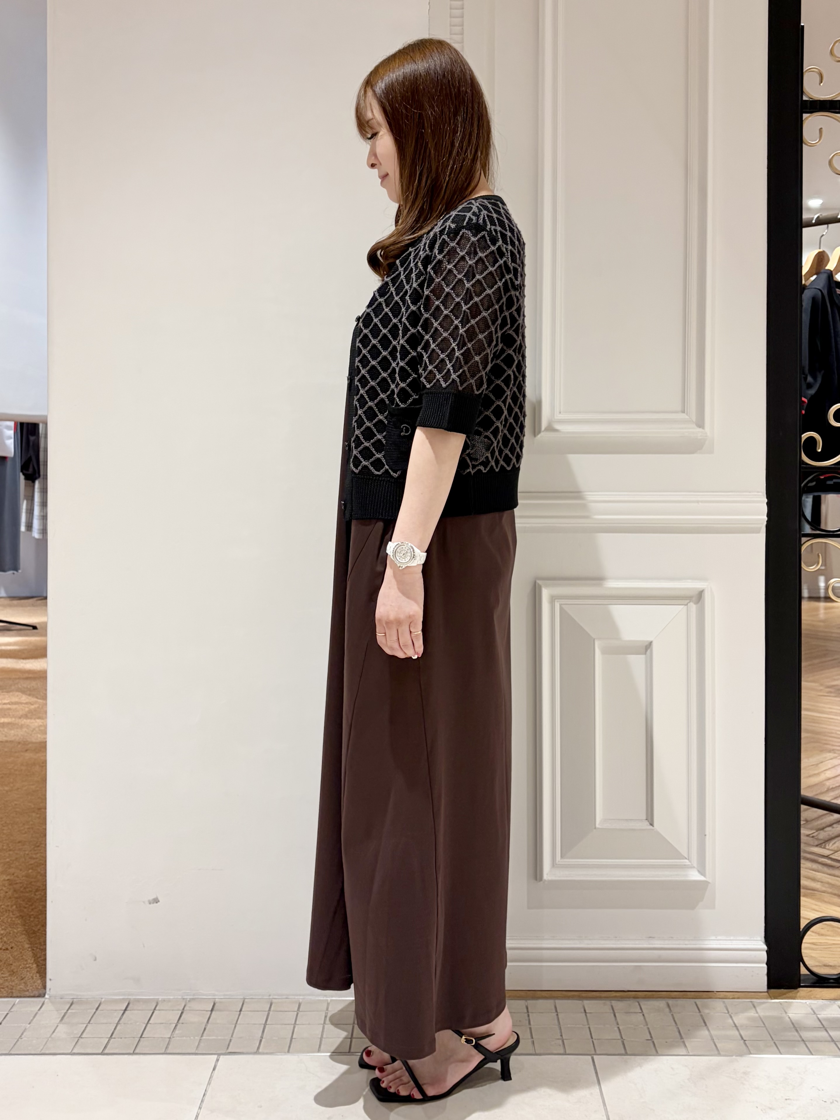 minowaさんの「DRESSTERIOR｜【ウォッシャブル】フィッシュネットニットシャツカーディガン」を使ったコーディネート