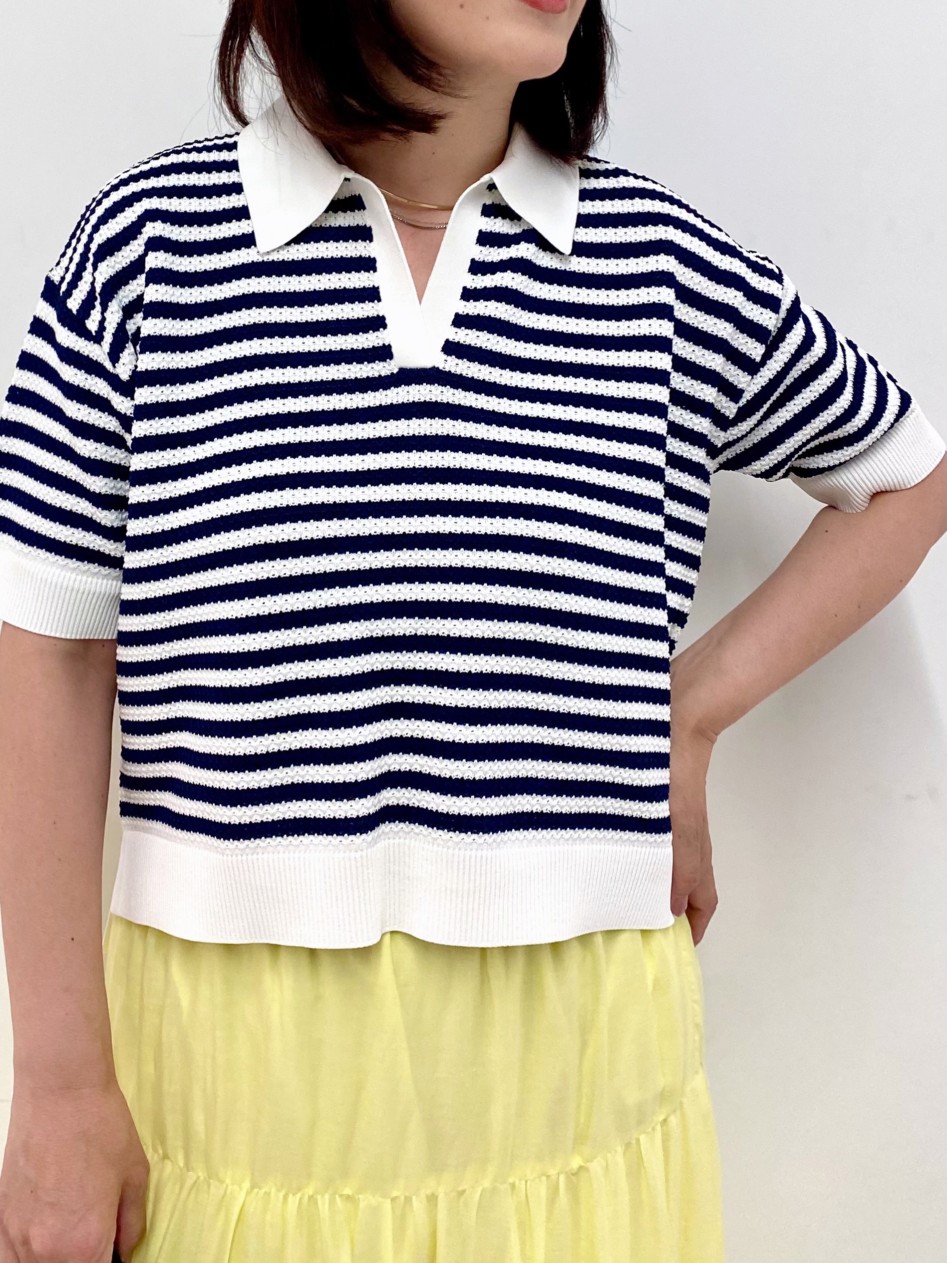 Sawaguchiさんの「DRESSTERIOR｜ウォッシャブルスキッパークロップドニット」を使ったコーディネート