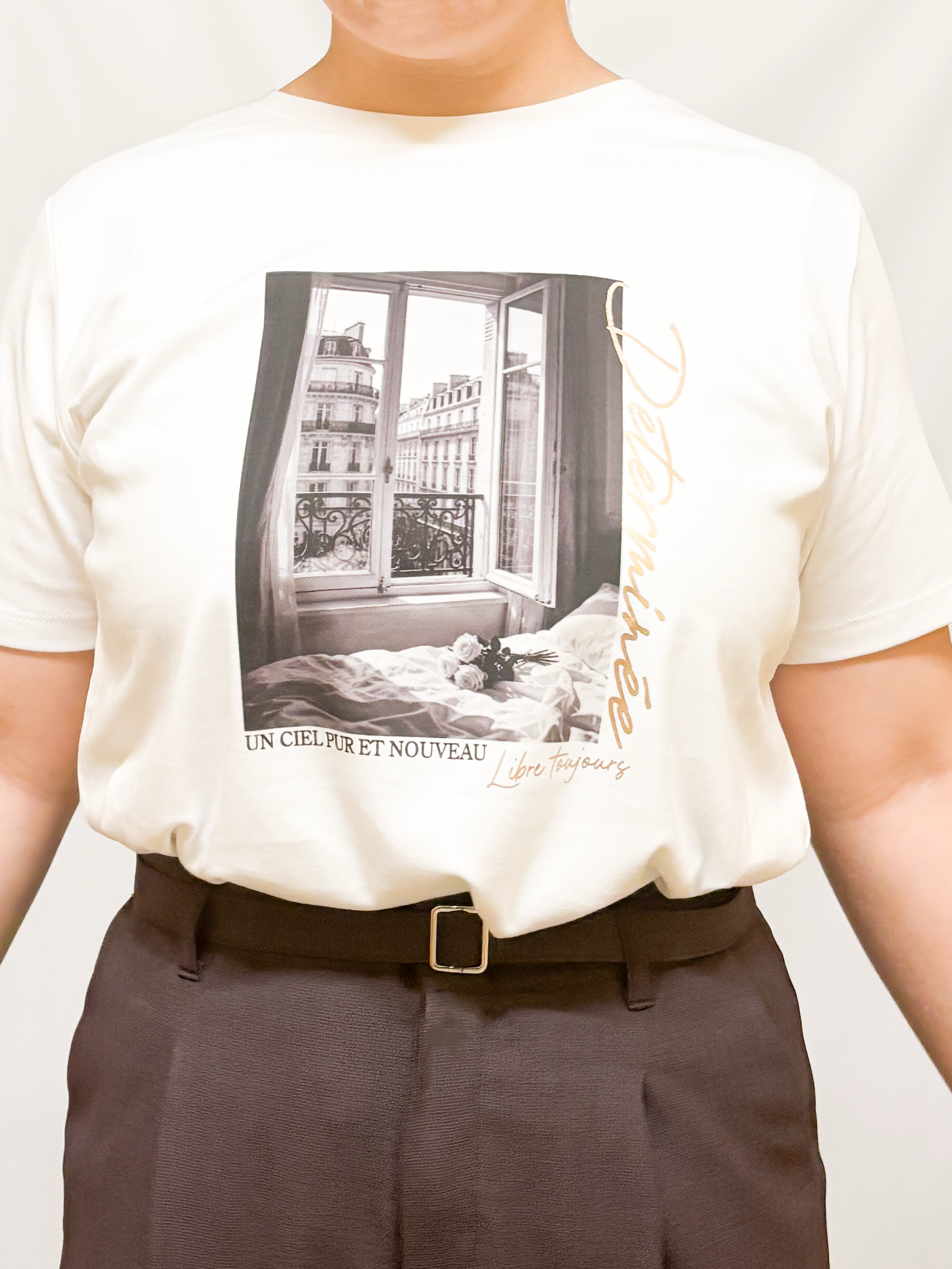 HALさんの「OPAQUE.CLIP｜【接触冷感／UVケア】転写箔プリントTシャツ《洗濯機OK》」を使ったコーディネート