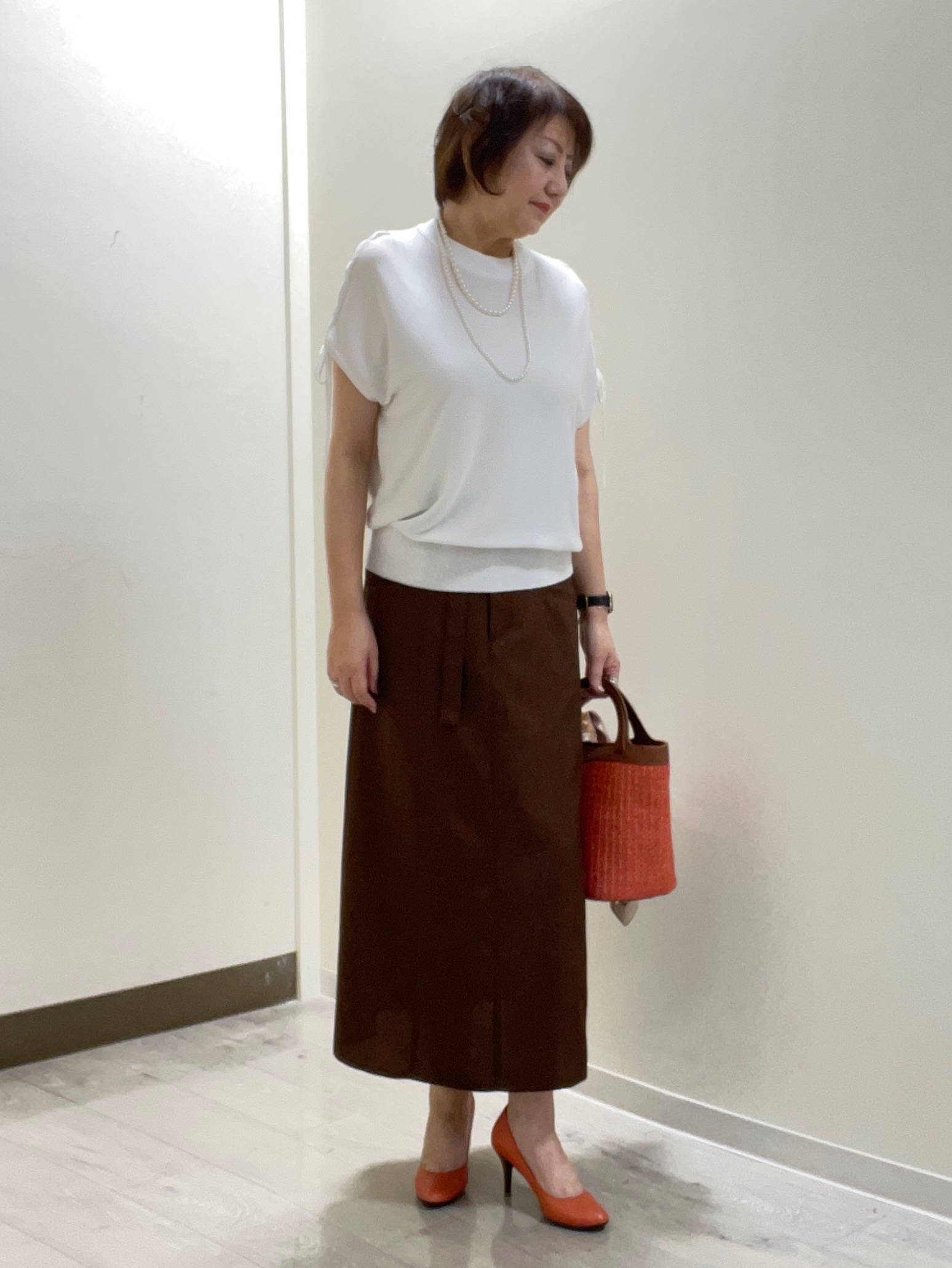 mariさんの「Reflect｜レースアップスリーブデザインニット」を使ったコーディネート