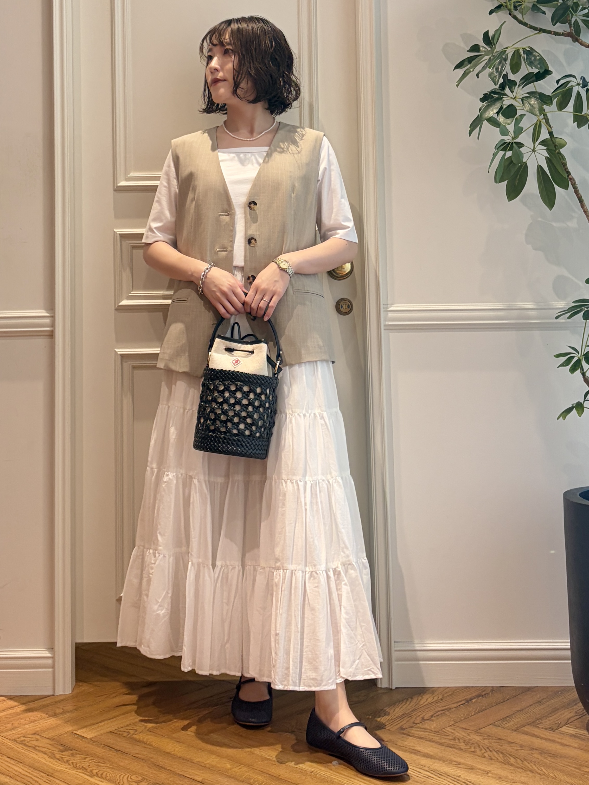nakaoさんの「DRESSTERIOR｜【接触冷感/UVカット/抗菌防臭/しわ防止】クールデオドラント スクエアネックプルオーバー」を使ったコーディネート