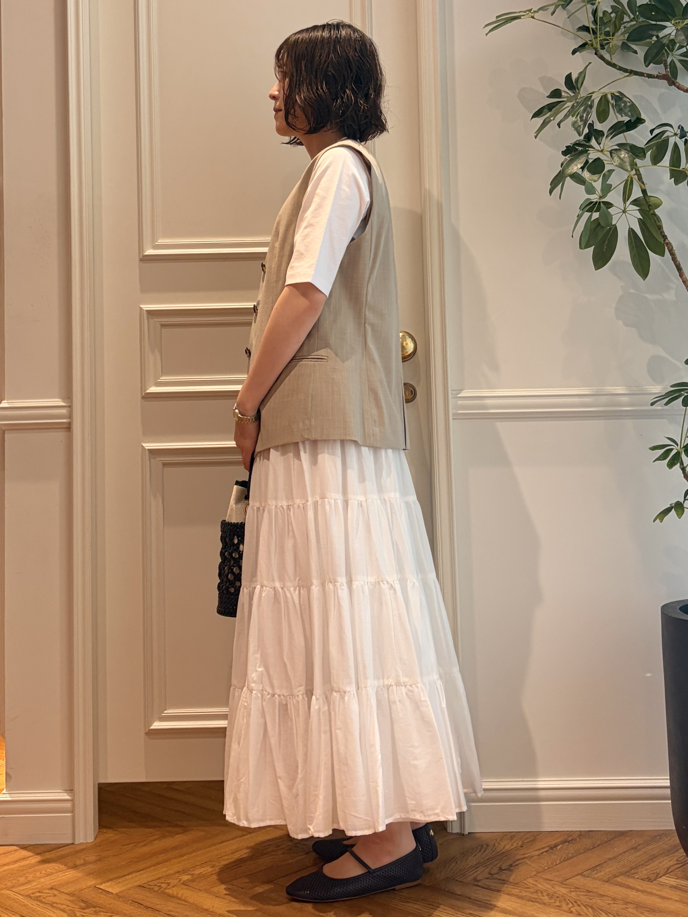 nakaoさんの「DRESSTERIOR｜【接触冷感/UVカット/抗菌防臭/しわ防止】クールデオドラント スクエアネックプルオーバー」を使ったコーディネート