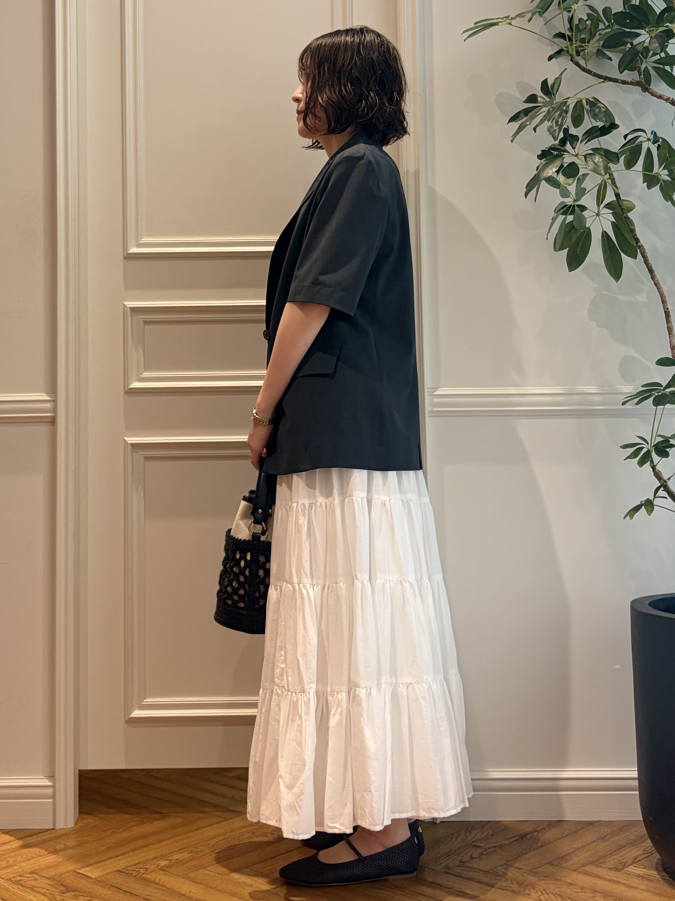 nakaoさんの「DRESSTERIOR｜【接触冷感/UVカット/抗菌防臭/しわ防止】クールデオドラント スクエアネックプルオーバー」を使ったコーディネート