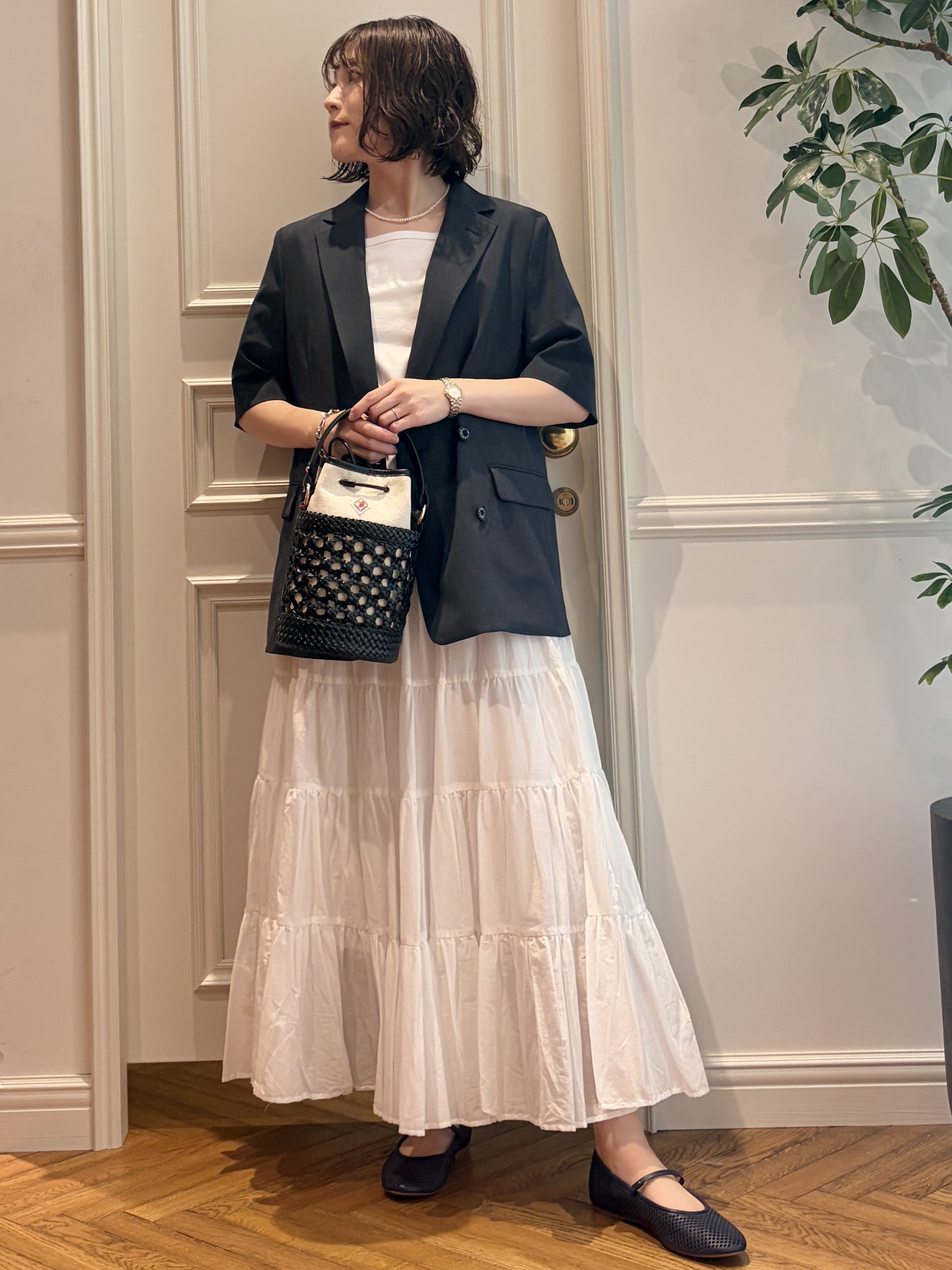 nakaoさんの「DRESSTERIOR｜【接触冷感/UVカット/抗菌防臭/しわ防止】クールデオドラント スクエアネックプルオーバー」を使ったコーディネート