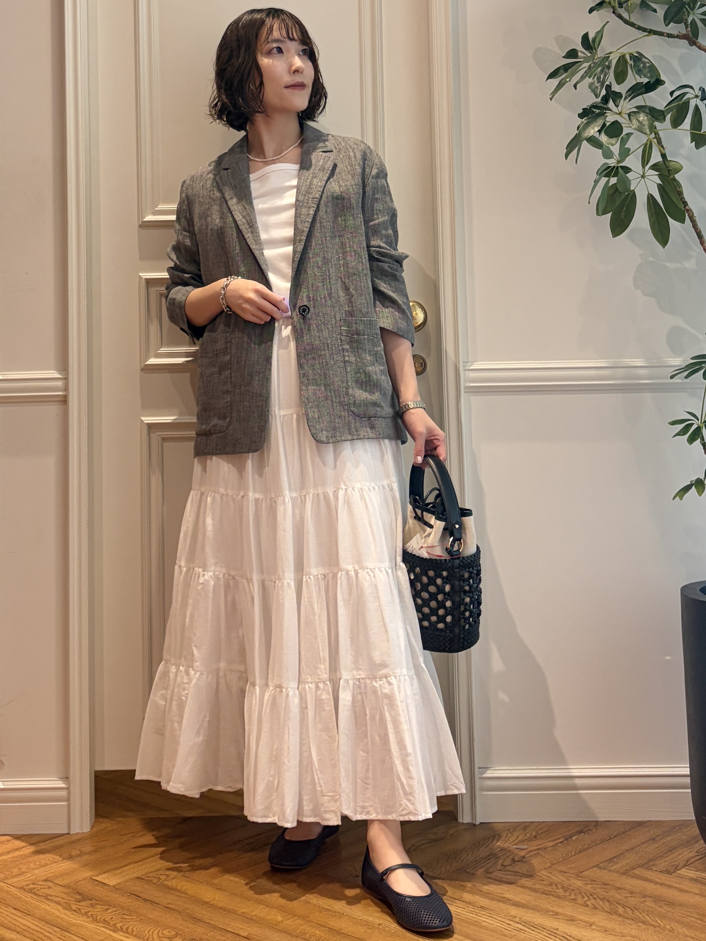 nakaoさんの「DRESSTERIOR｜【接触冷感/UVカット/抗菌防臭/しわ防止】クールデオドラント スクエアネックプルオーバー」を使ったコーディネート