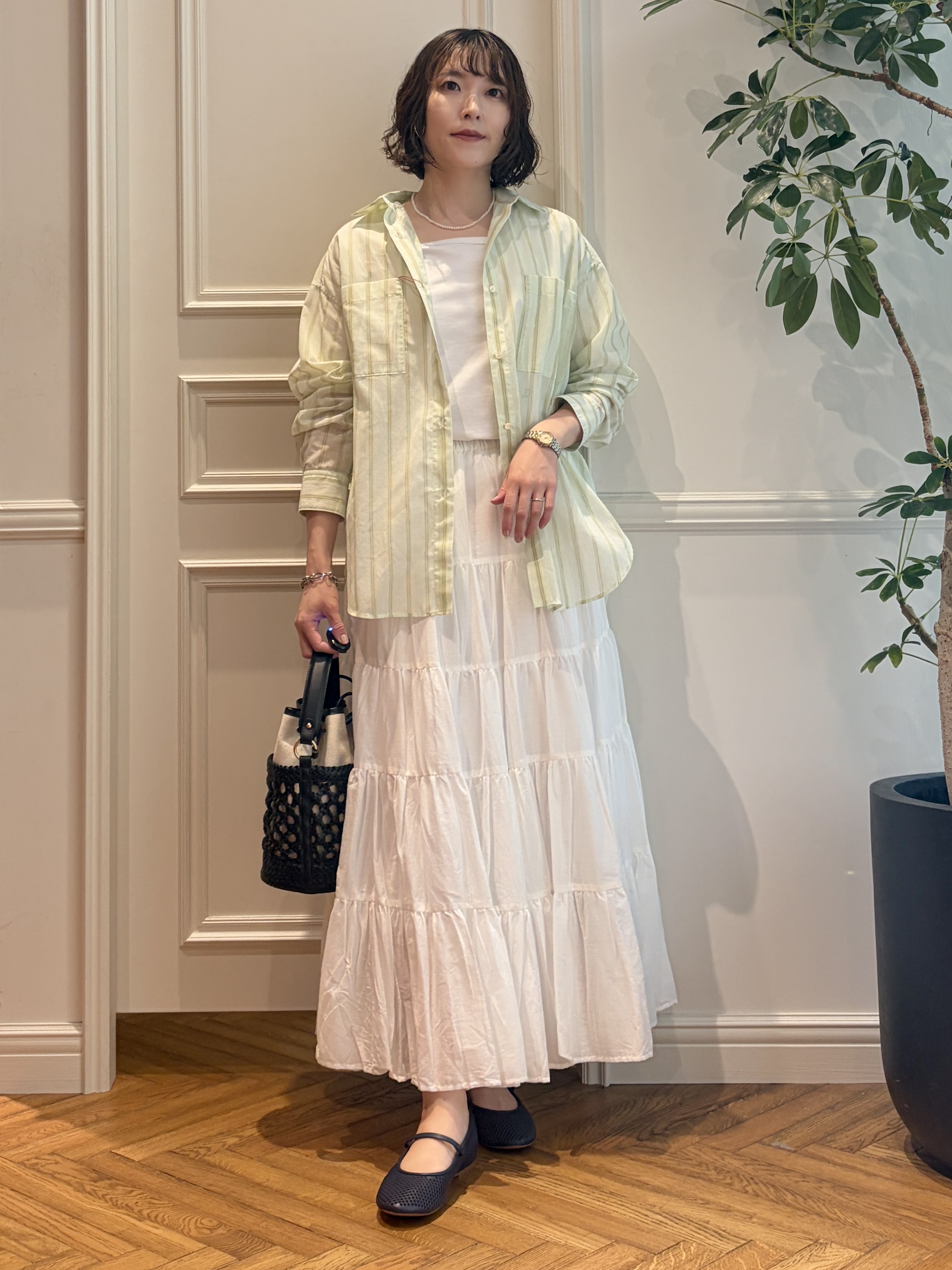 nakaoさんの「DRESSTERIOR｜【接触冷感/UVカット/抗菌防臭/しわ防止】クールデオドラント スクエアネックプルオーバー」を使ったコーディネート