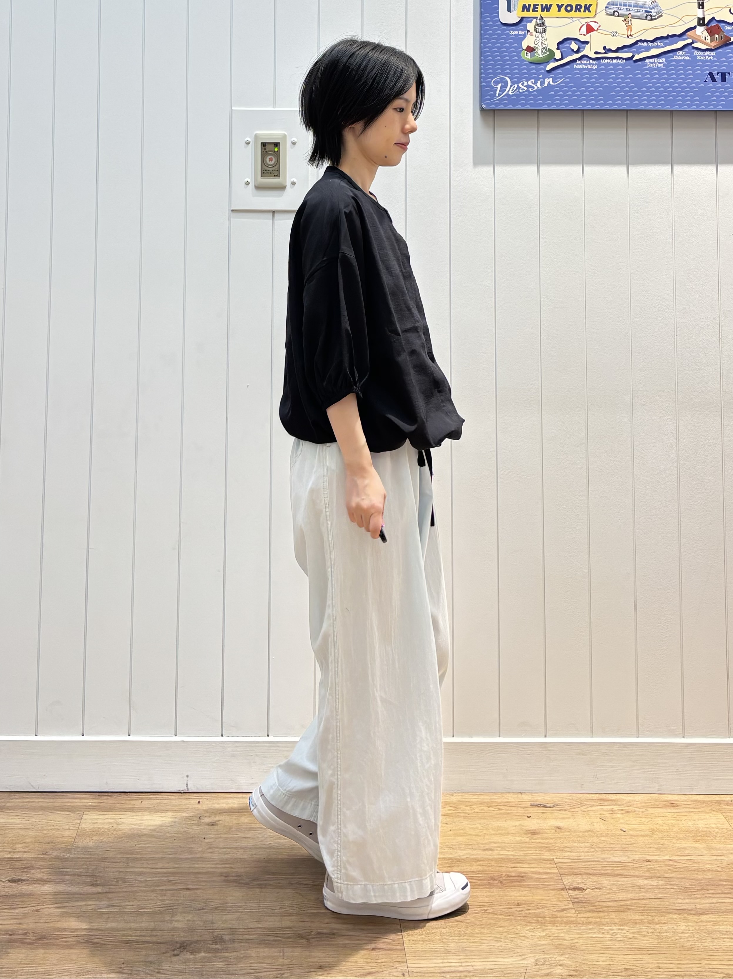 OKADAさんの「Dessin｜【高通気/セットアップ可】ハーフスリーブドロストシャツブラウス」を使ったコーディネート
