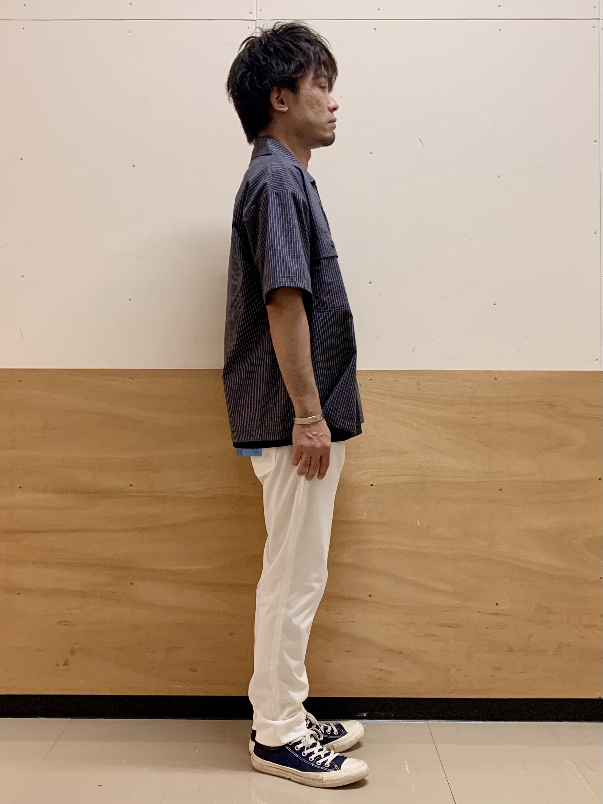 MATUさんの「THE SHOP TK｜半袖チェックジップシャツ 洗濯機OK」を使ったコーディネート