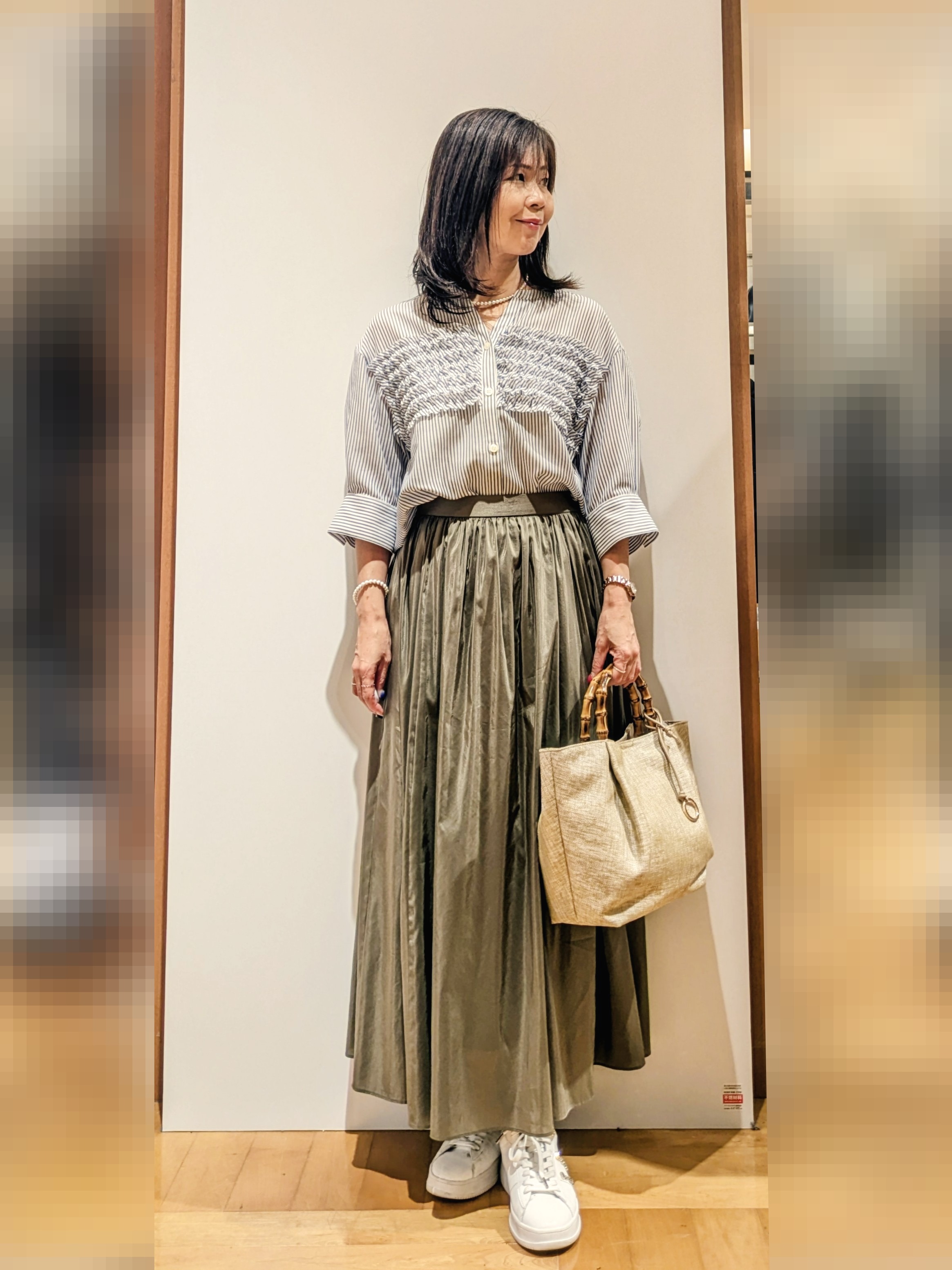 laverさんの「UNTITLED｜【接触冷感/通気性/洗える】フロントフリルブラウス」を使ったコーディネート