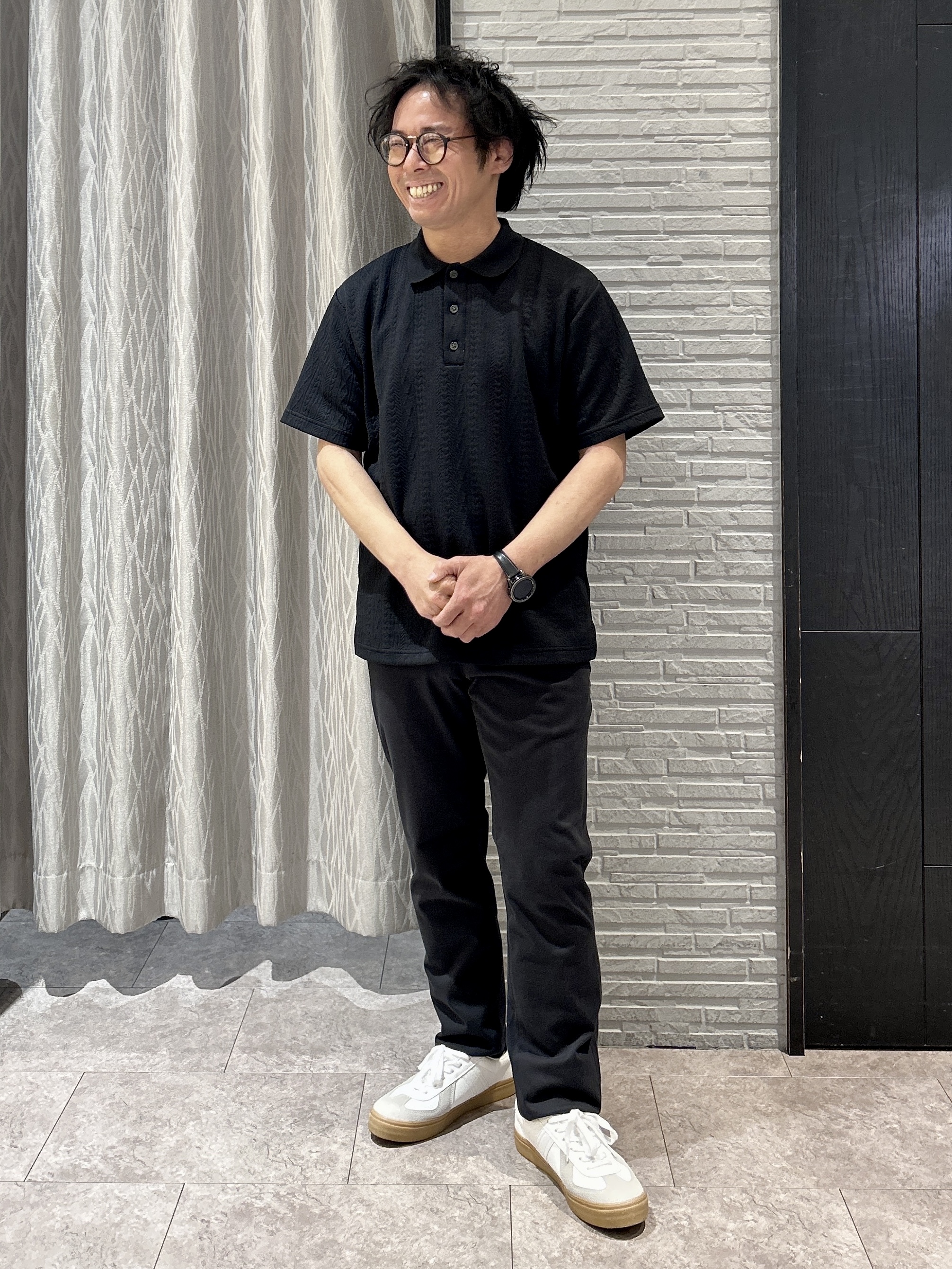 KENJI Iさんの「THE SHOP TK｜【シンプルすぎない大人の表情】ケーブルフクレポロシャツ 吸水速乾/UVケア/洗濯機OK」を使ったコーディネート