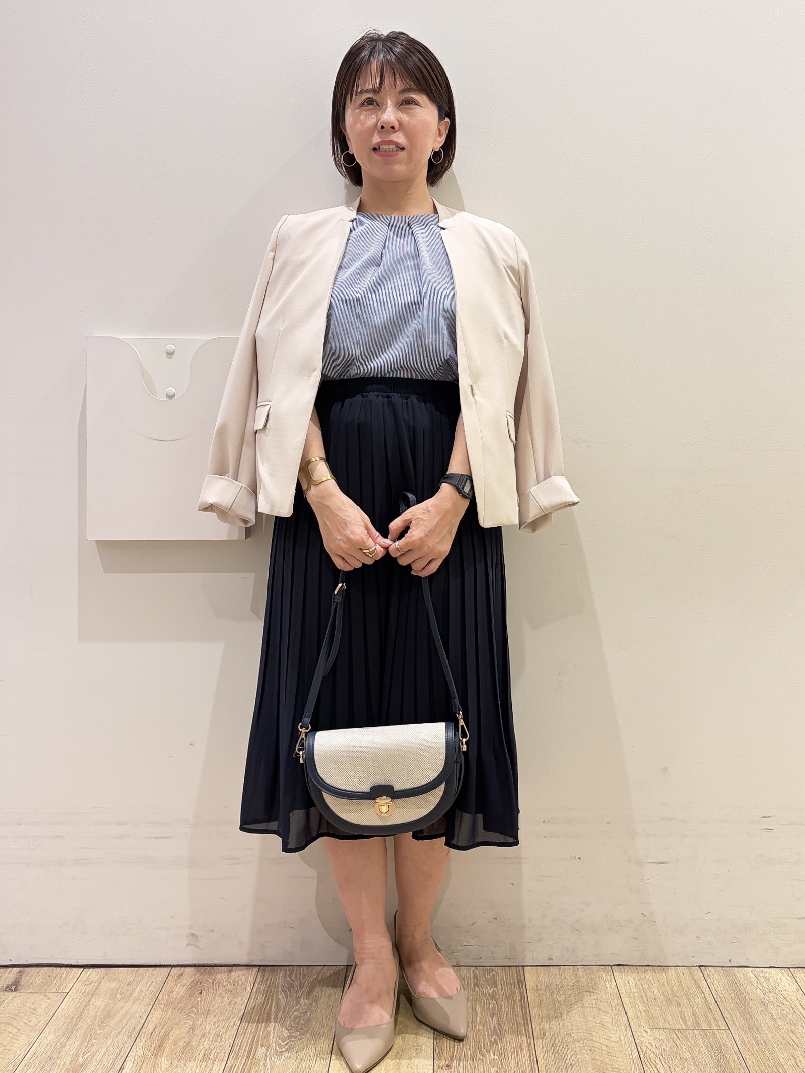 YUKOさんの「index｜【吸水速乾】ストライプ調デザインスリーブトップス《洗濯機OK》」を使ったコーディネート