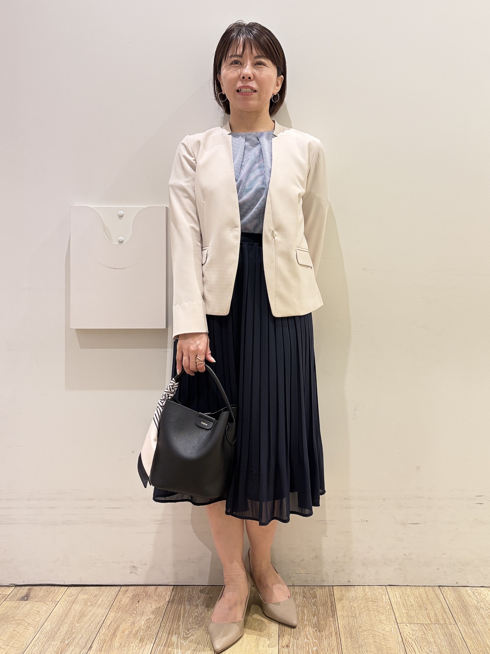 YUKOさんの「index｜【吸水速乾】ストライプ調デザインスリーブトップス《洗濯機OK》」を使ったコーディネート