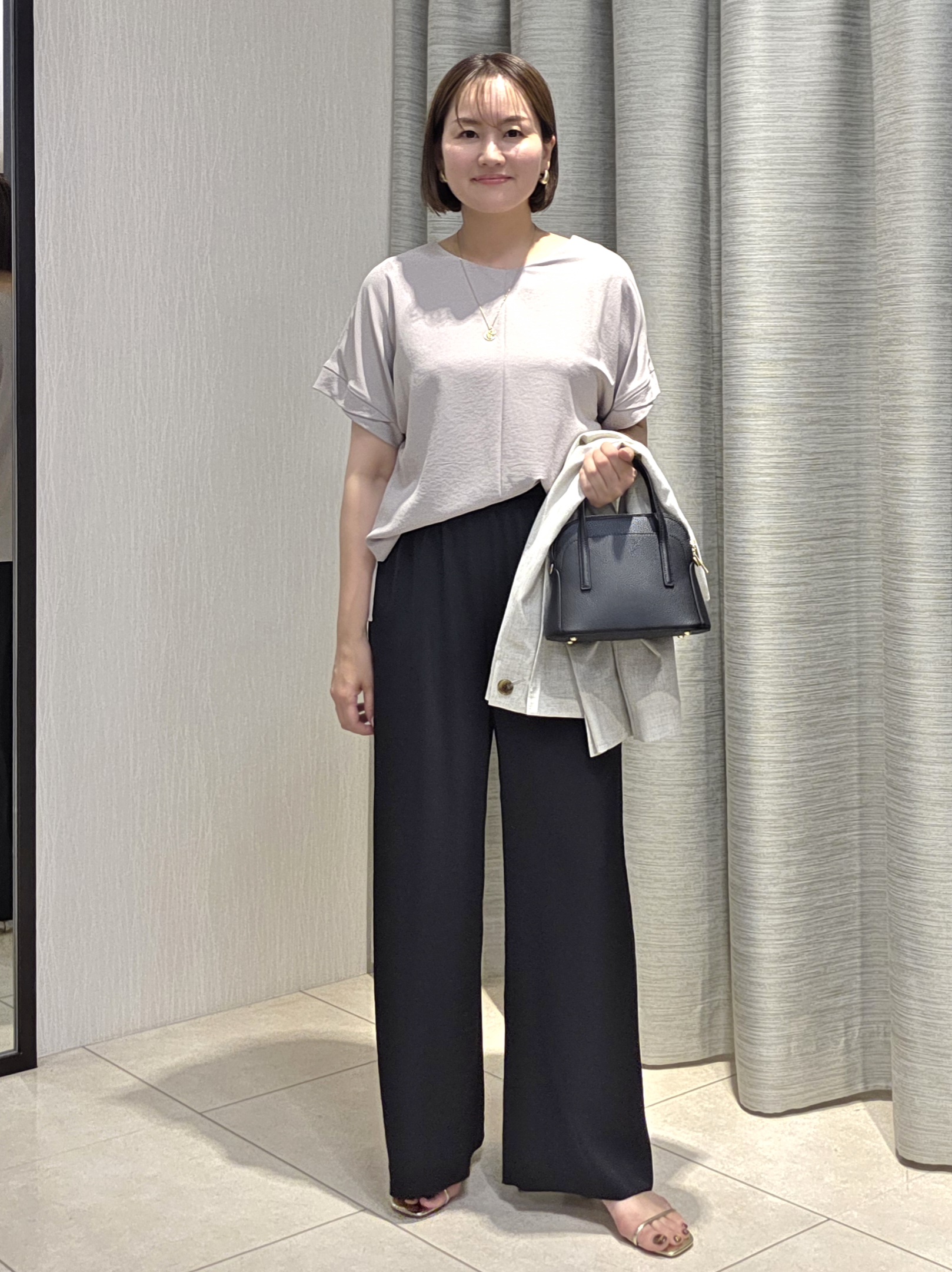 naokoさんの「UNTITLED｜【さらりと快適/セットアップ可/UV/接触冷感】スラブカラーレスジャケット」を使ったコーディネート