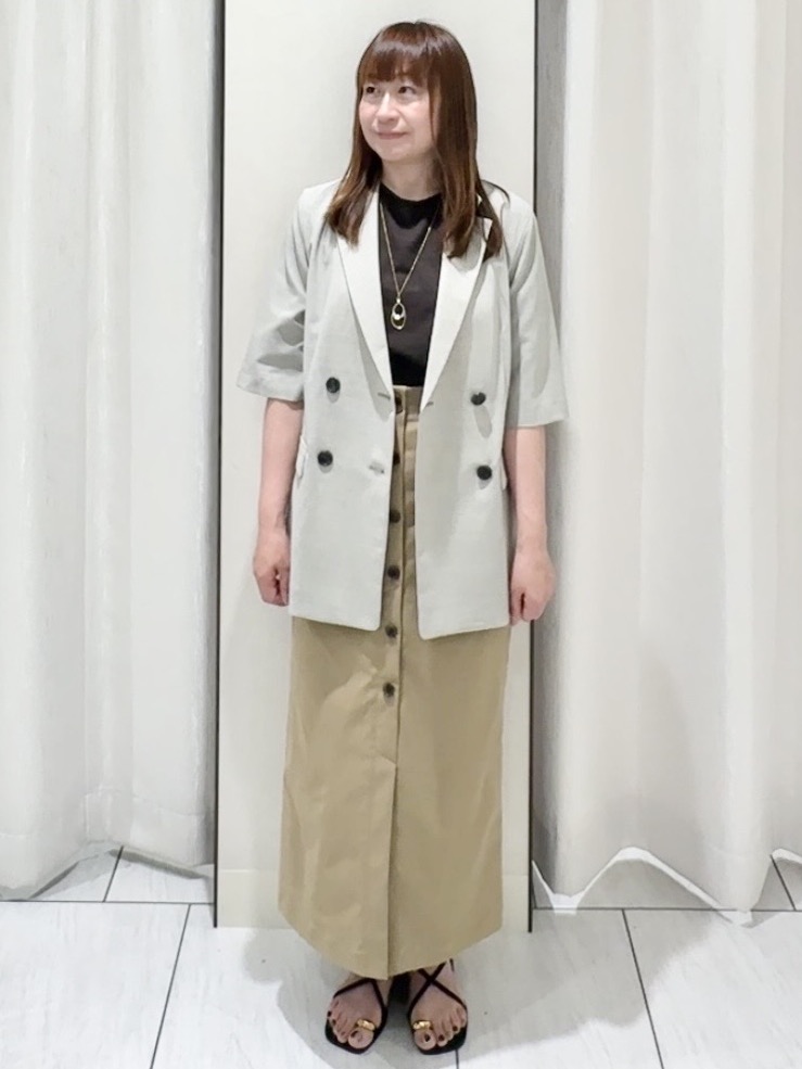 ʏᴜᴋɪᴋᴏさんの「UNTITLED｜【シワになりにくい/セットアップ可/接触冷感】ハーフスリーブジャケット」を使ったコーディネート