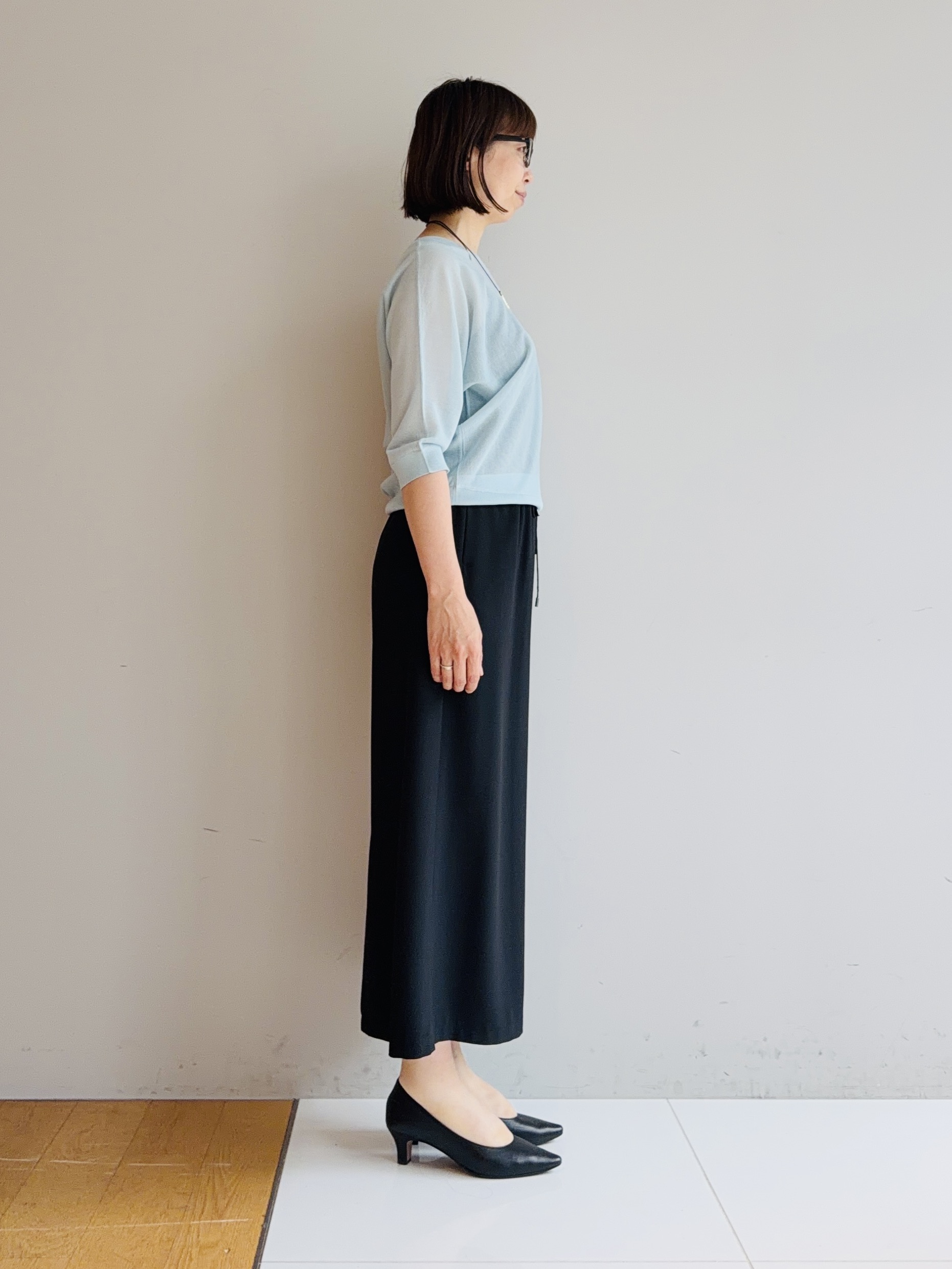 murayamaさんの「INDIVI｜【ラム革／美脚／通勤】レザーパンプス」を使ったコーディネート