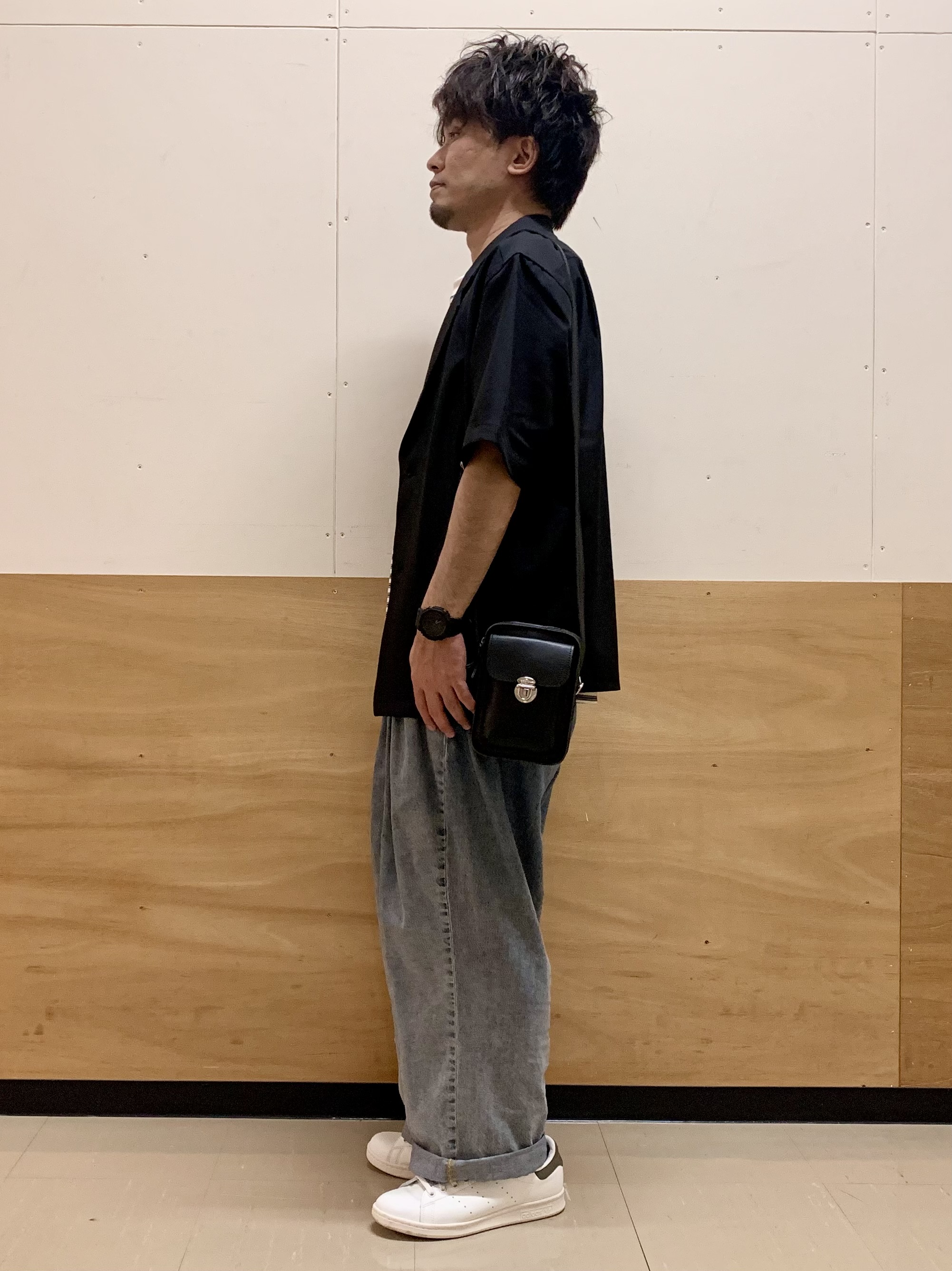 MATUさんの「THE SHOP TK｜リラックスワイド 5分袖ジャケット セットアップ可／洗濯機OK」を使ったコーディネート