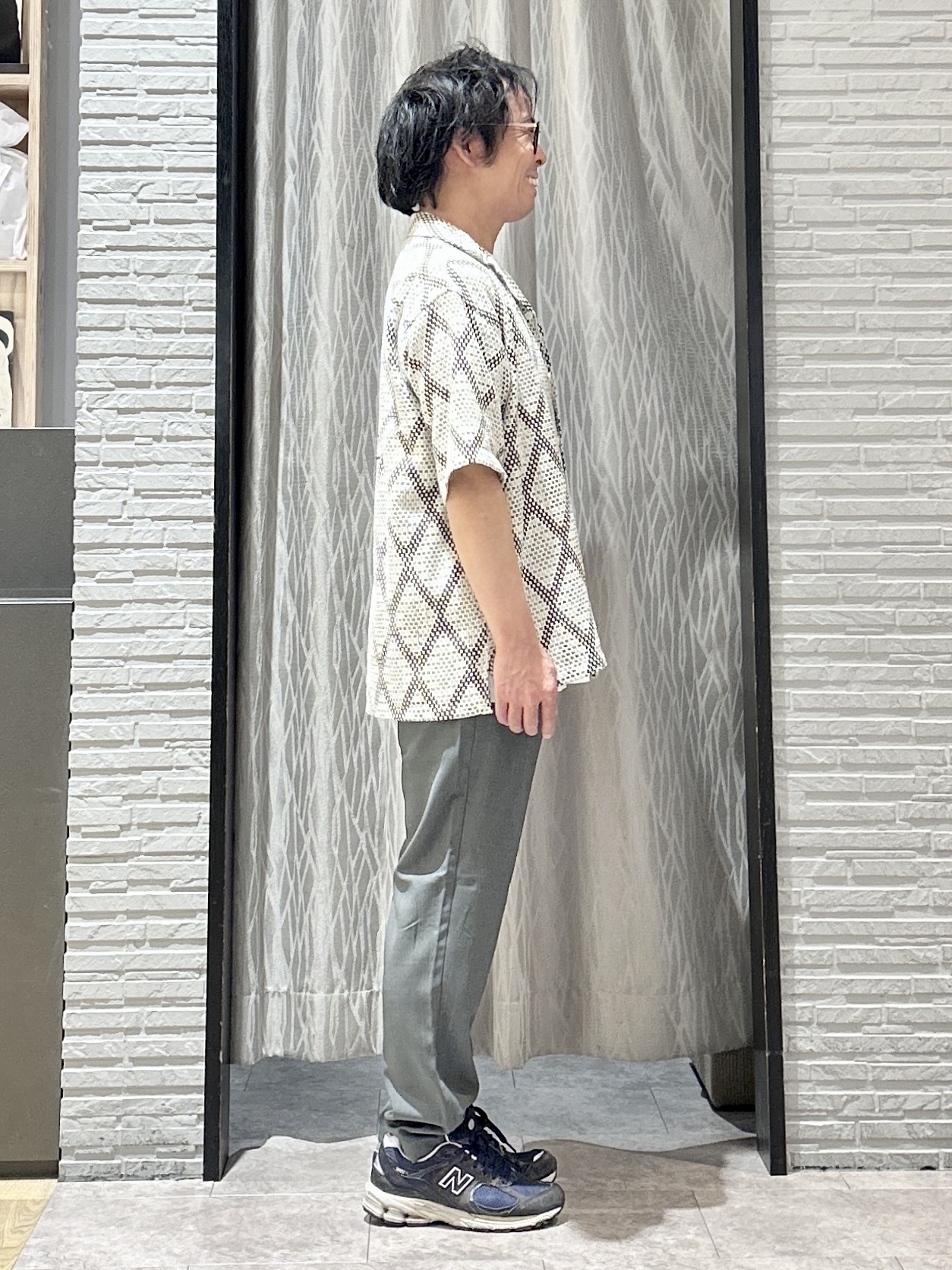 KENJI Iさんの「THE SHOP TK｜アーガイル柄 レース半袖シャツ 洗濯機OK」を使ったコーディネート