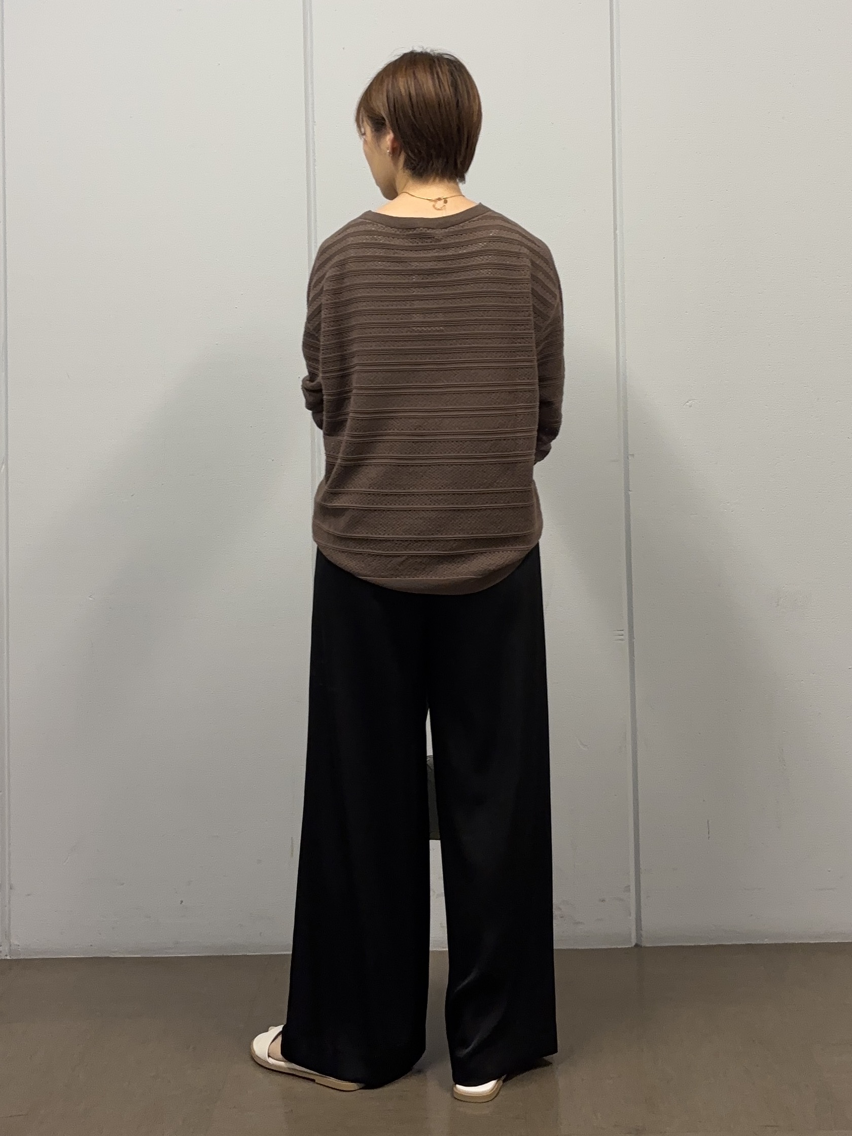 tsujiさんの「UNTITLED｜メッシュ柄ボーダーニット」を使ったコーディネート