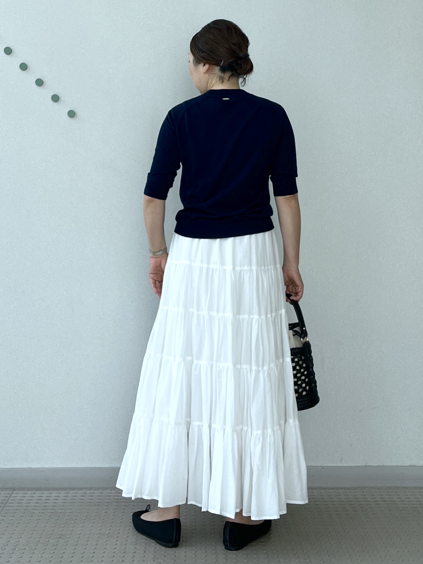 Soeさんの「DRESSTERIOR｜【ウォッシャブル】コットンシルクハーフスリーブニット」を使ったコーディネート