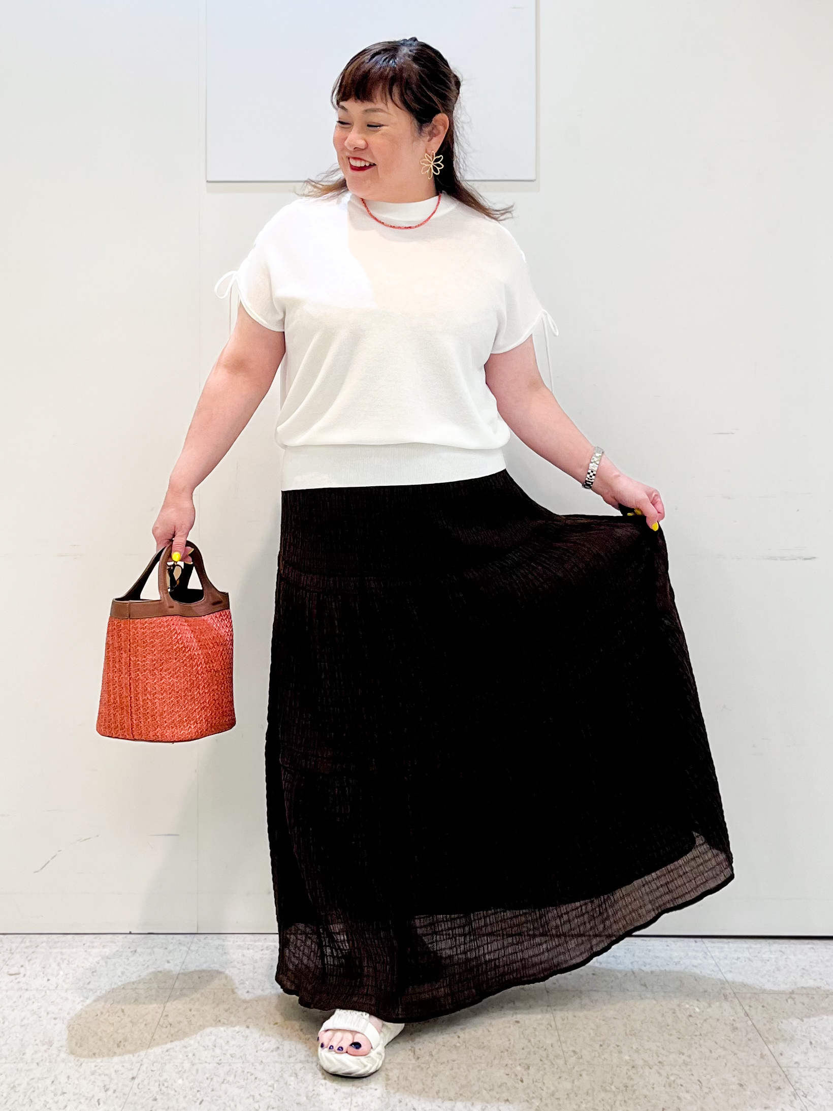 kimmyさんの「Reflect｜【セットアップ可】ティアードロングスカート」を使ったコーディネート