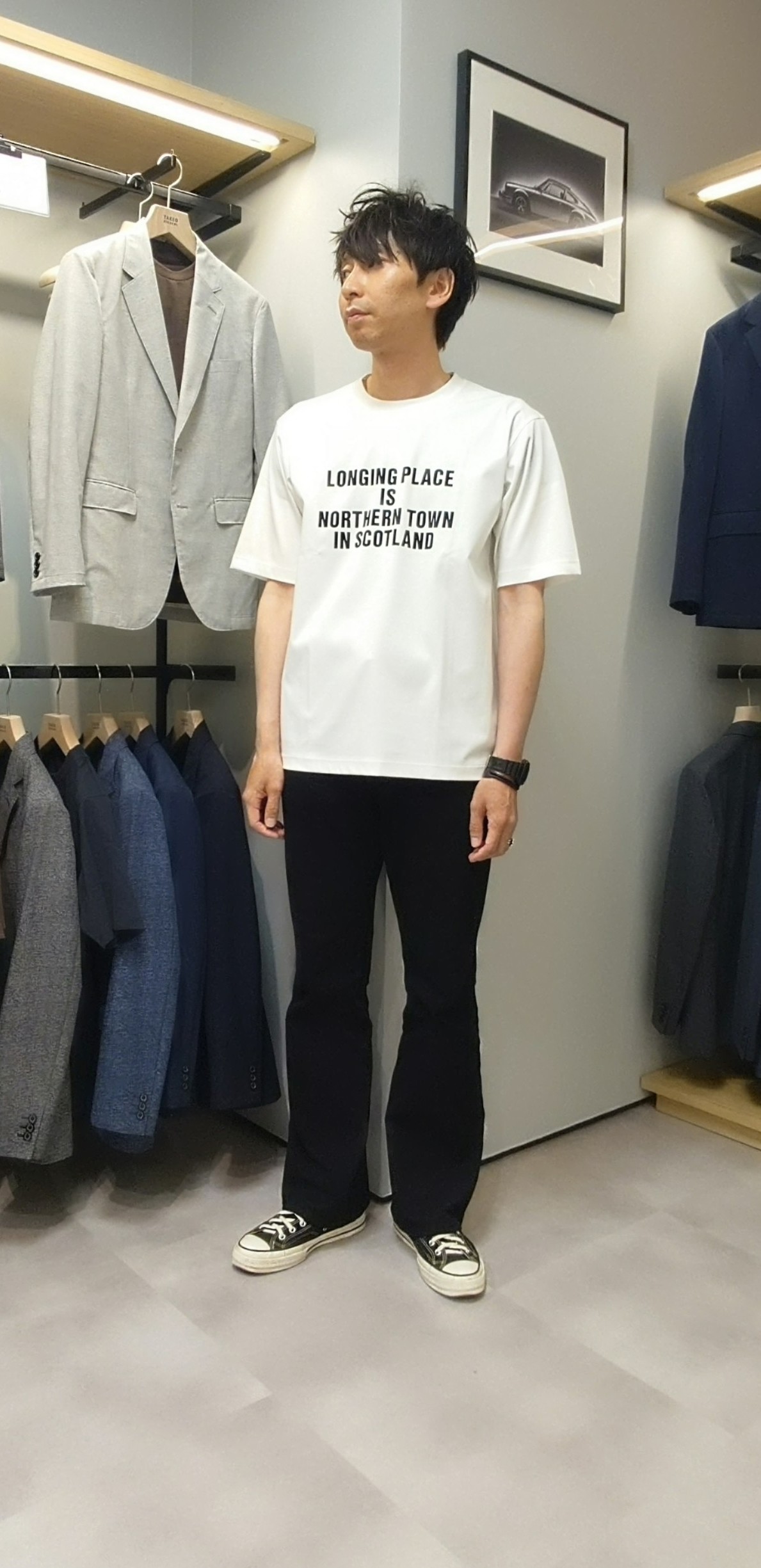 kawamuさんの「TAKEO KIKUCHI｜【BOWLER HAT LABEL】アイスクリアコットン バッククロスピストル 半袖Tシャツ」を使ったコーディネート